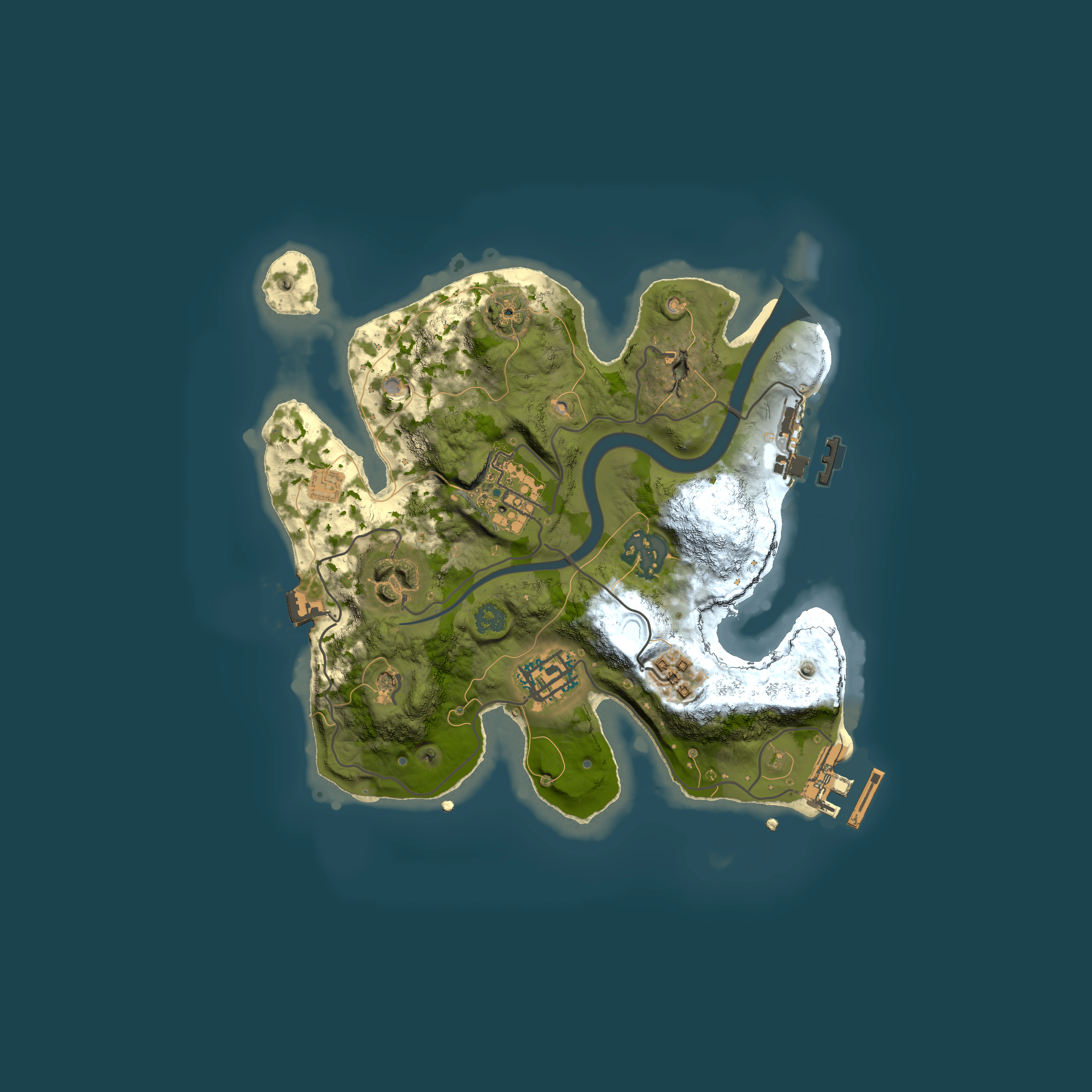 Full top-down render of Rust map seed 152998456, 2500x2500m