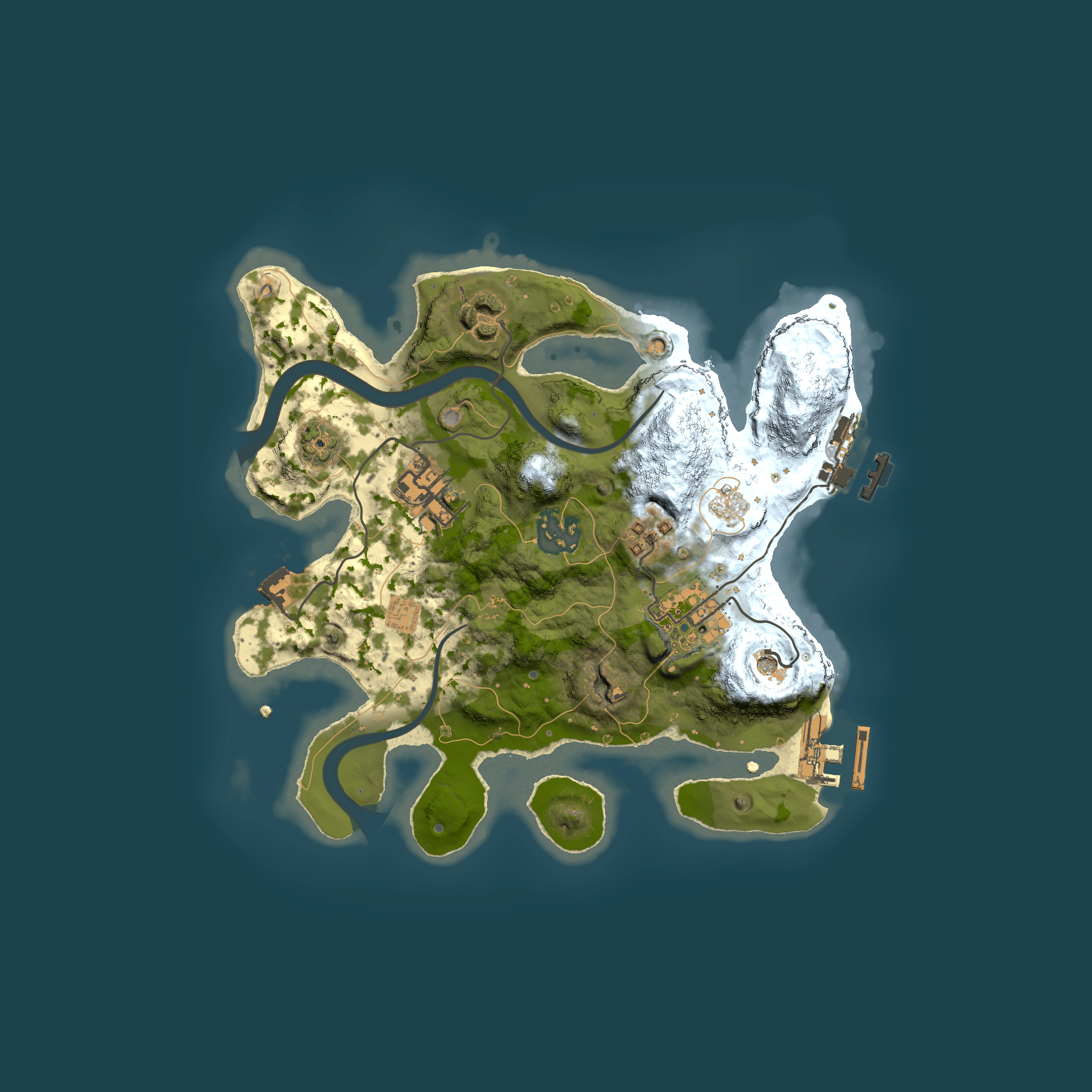 Full top-down render of Rust map seed 1263708097, 2500x2500m