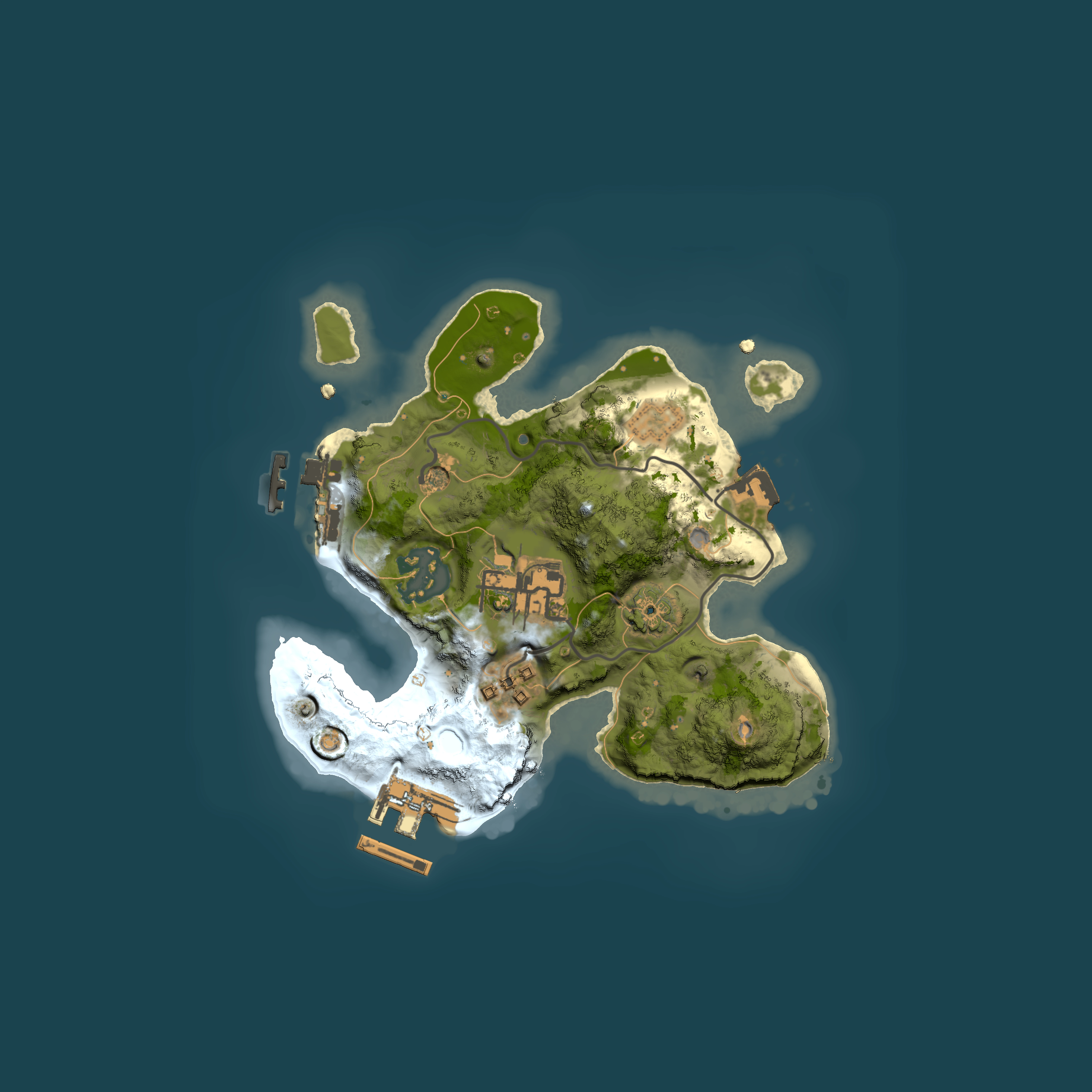 Full top-down render of Rust map seed 1358574422, 2000x2000m
