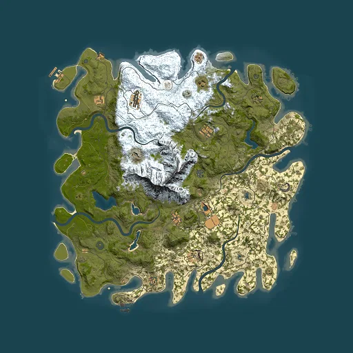 Rust map seed 36518863, 5000x5000m top-down preview