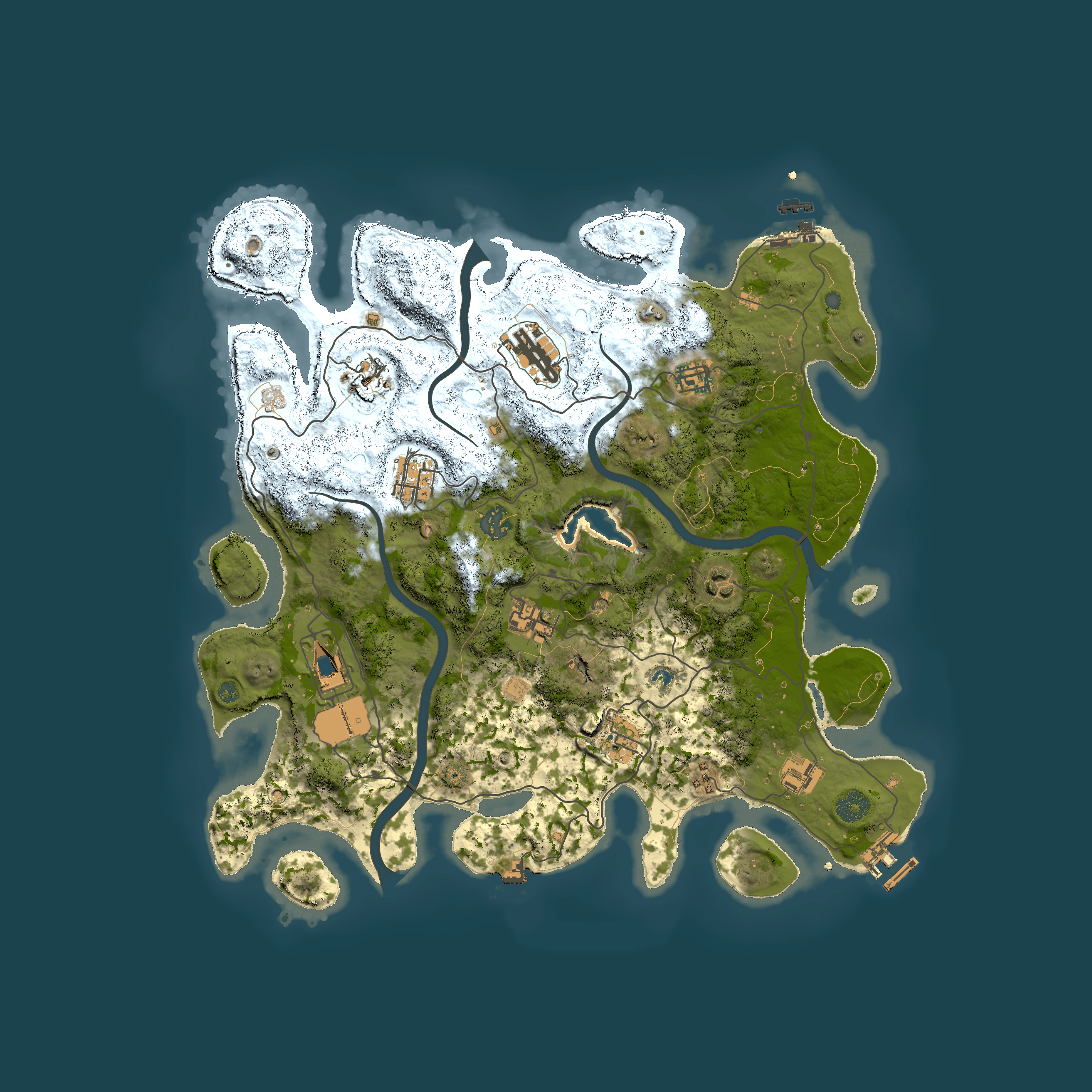 Full top-down render of Rust map seed 310356091, 4000x4000m