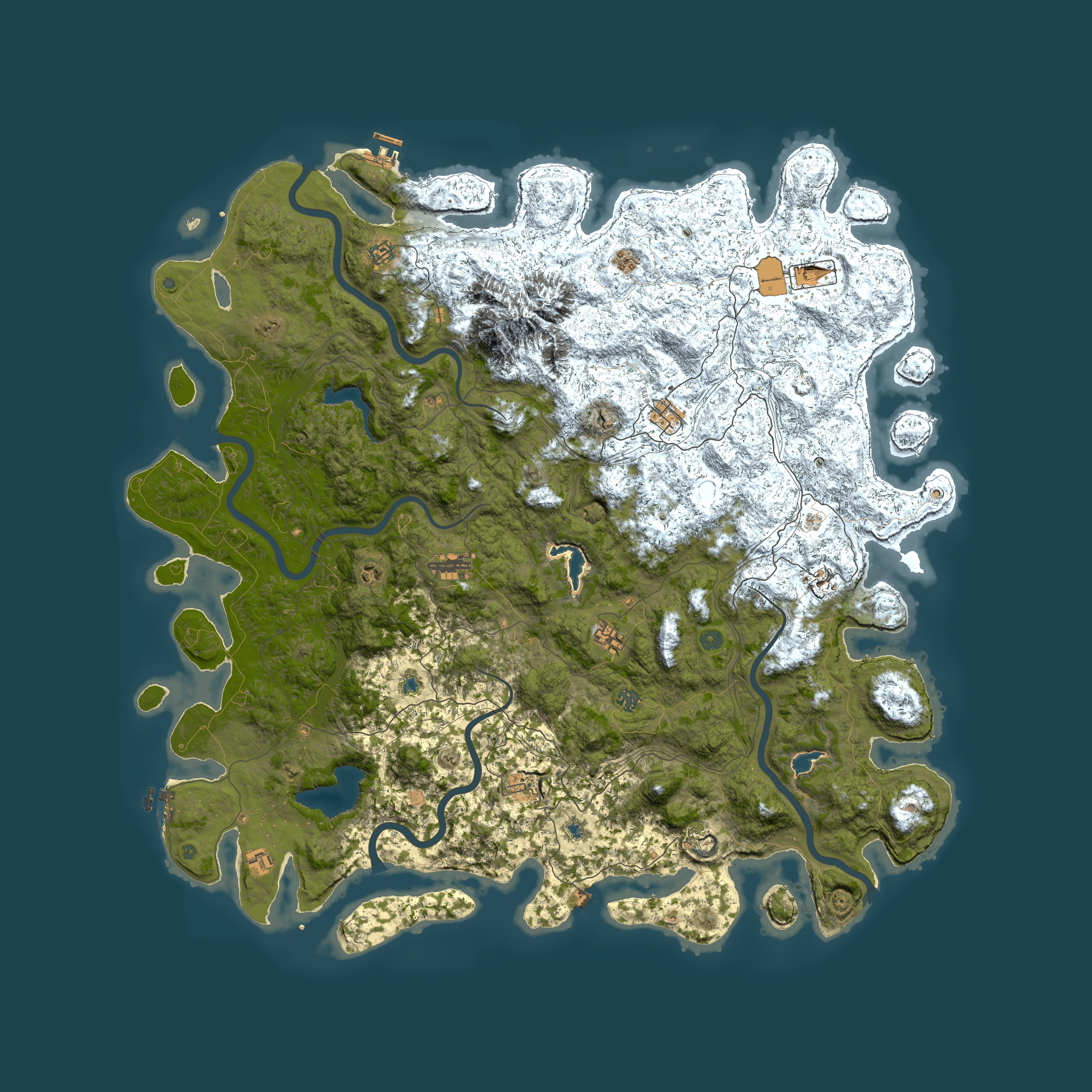 Full top-down render of Rust map seed 447645536, 6000x6000m