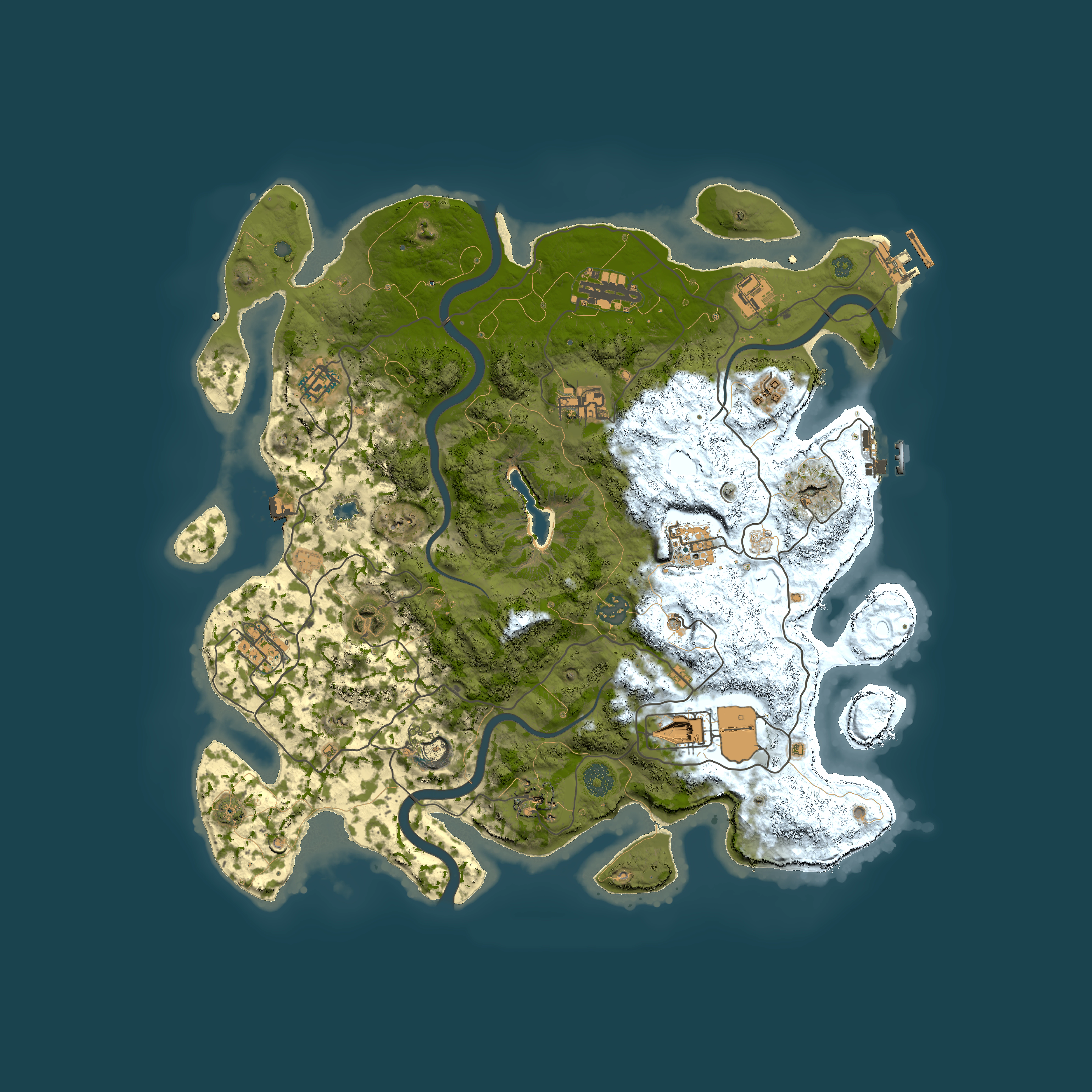 Full top-down render of Rust map seed 1516660466, 4000x4000m