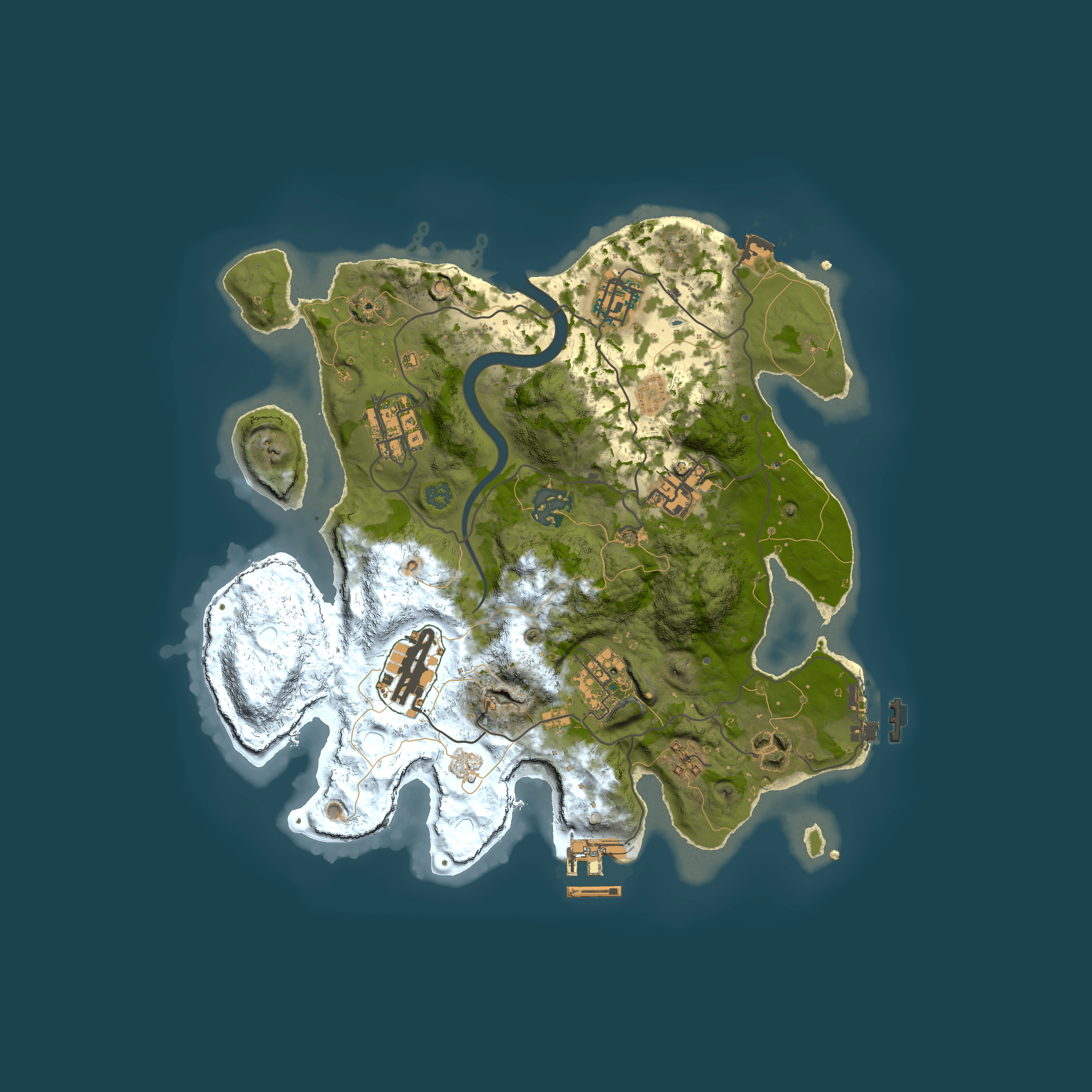 Full top-down render of Rust map seed 1363042116, 3000x3000m