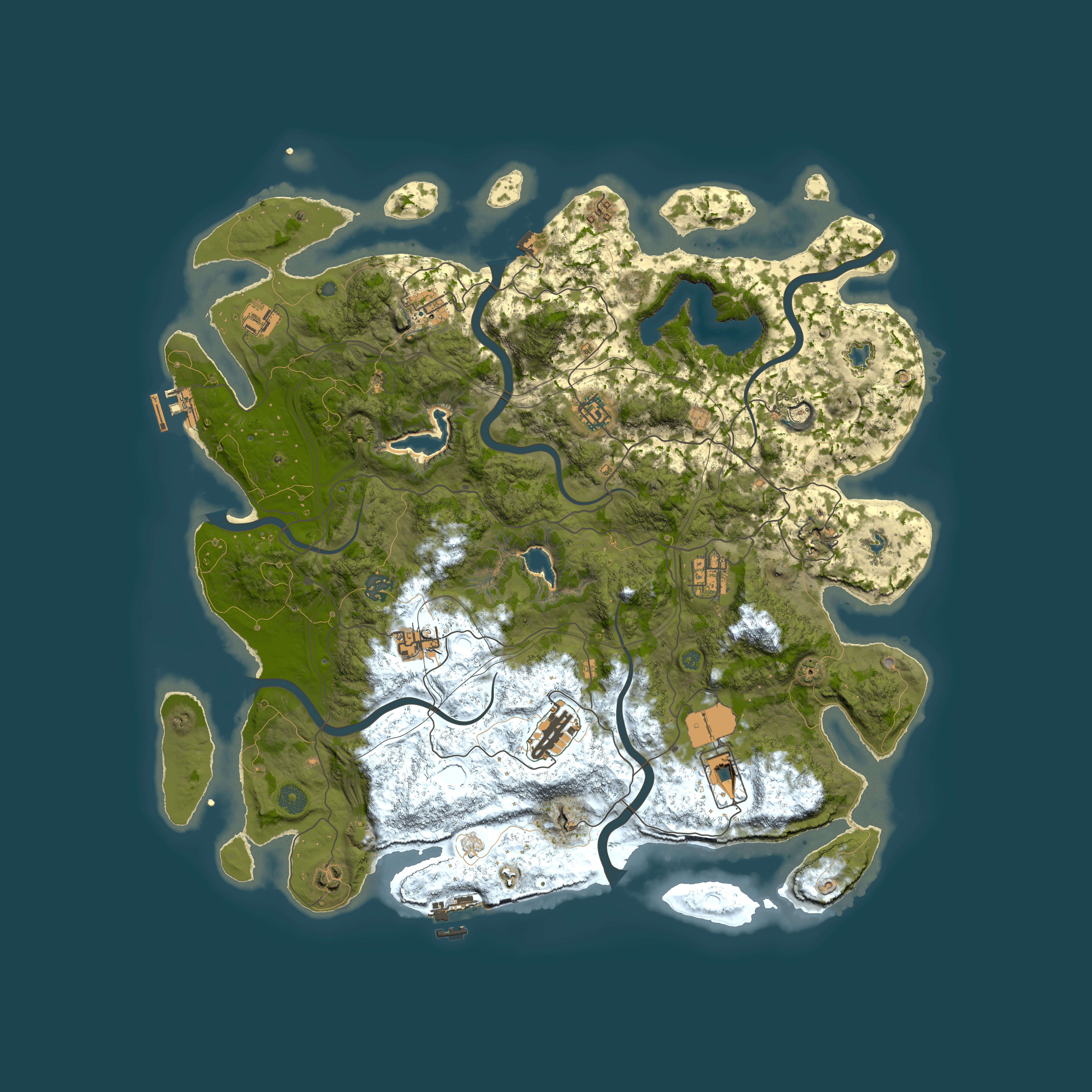 Full top-down render of Rust map seed 137801811, 4500x4500m