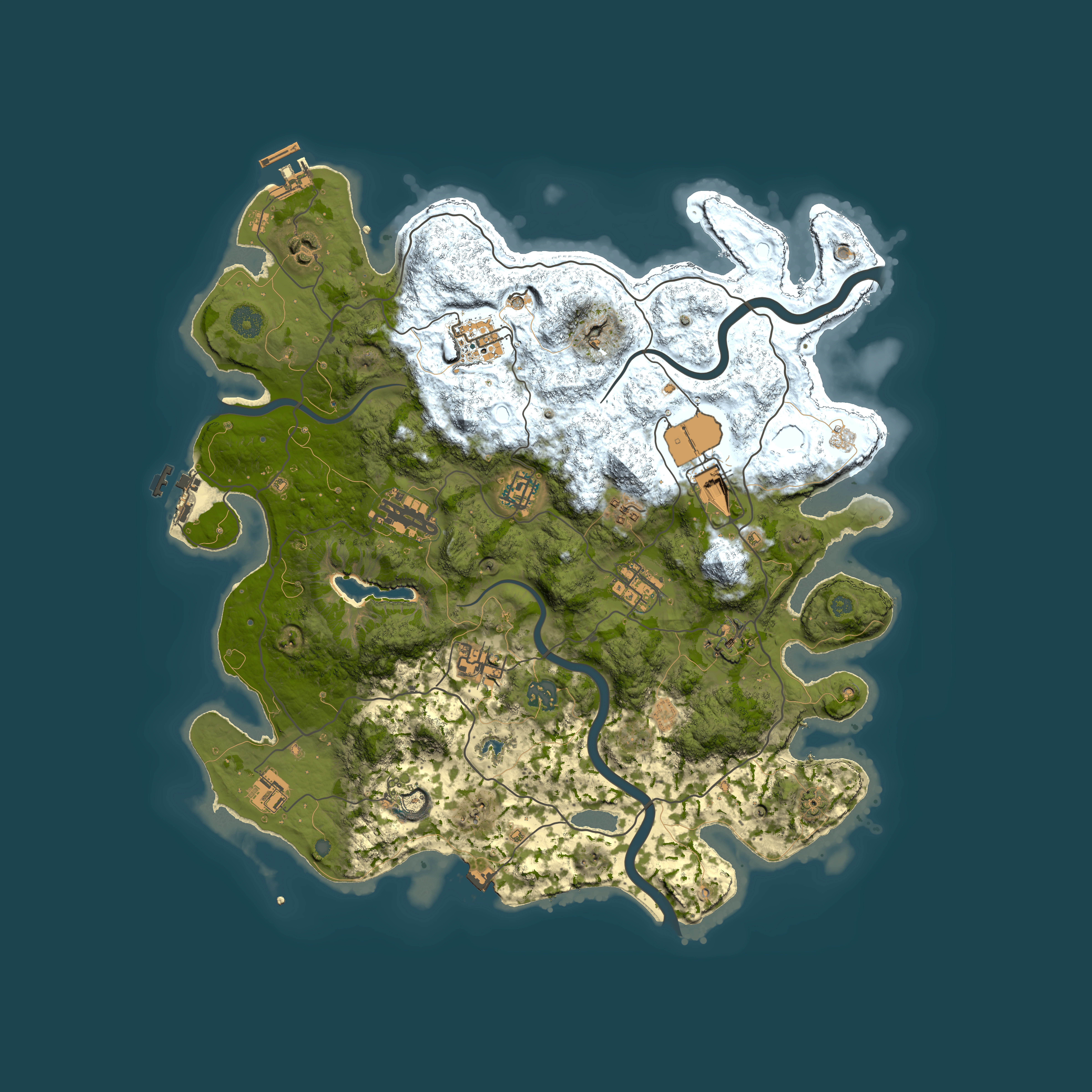 Full top-down render of Rust map seed 2003536546, 4000x4000m
