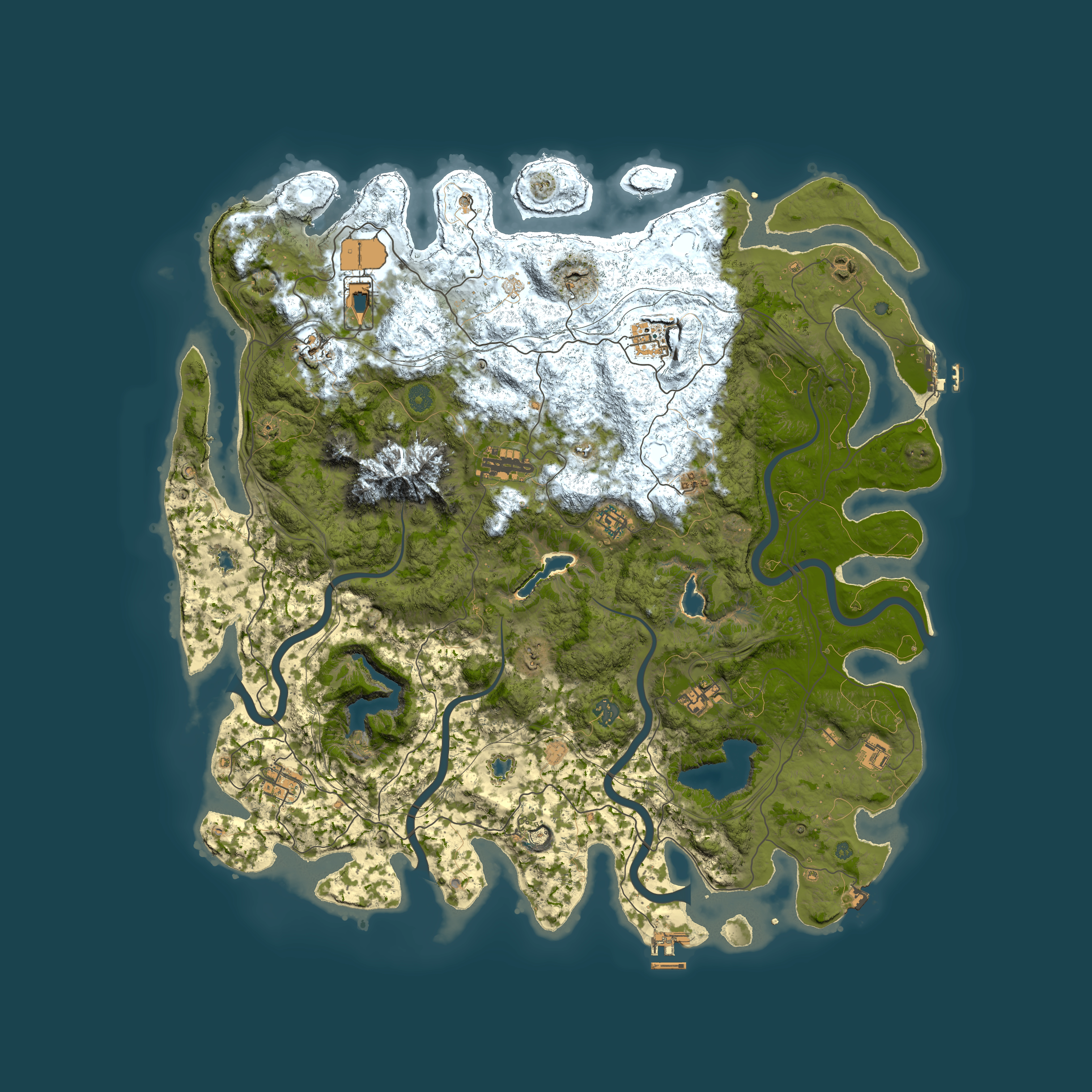 Full top-down render of Rust map seed 1610426964, 5000x5000m