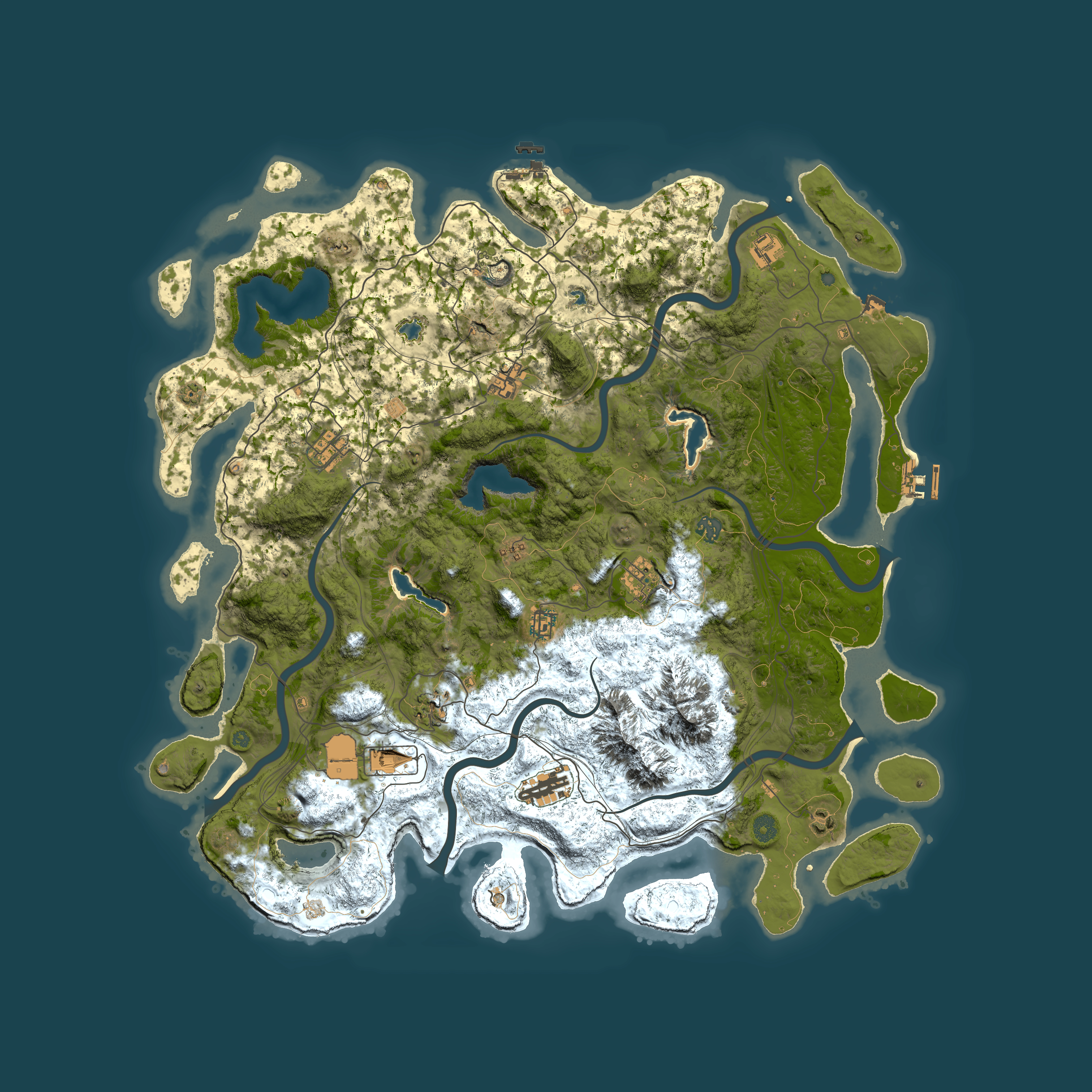 Full top-down render of Rust map seed 302030313, 5000x5000m