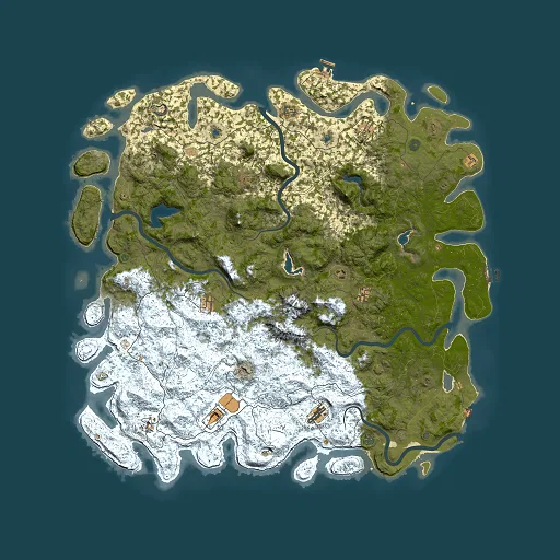 Rust map seed 1345016804, 6000x6000m top-down preview