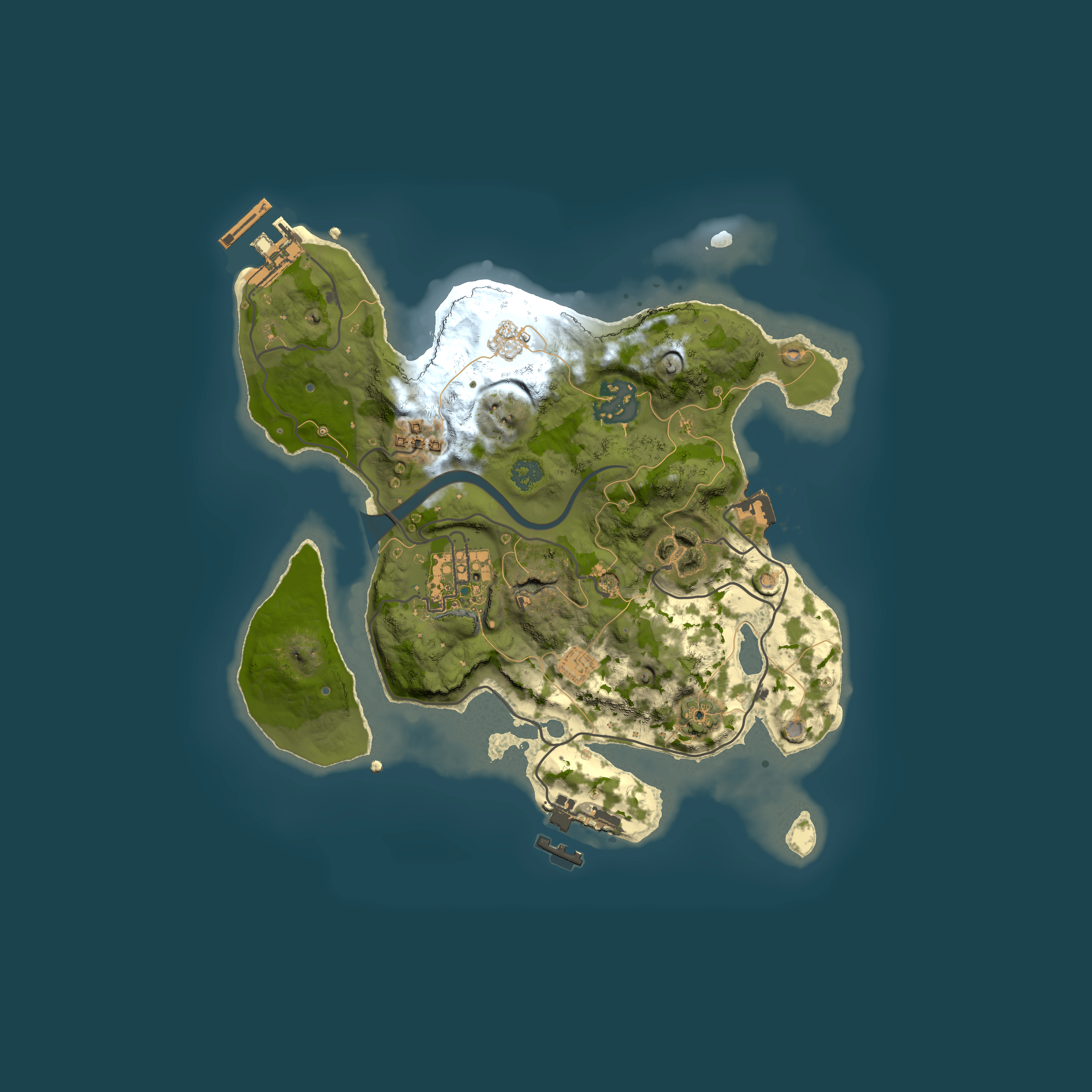 Full top-down render of Rust map seed 1663048897, 2500x2500m