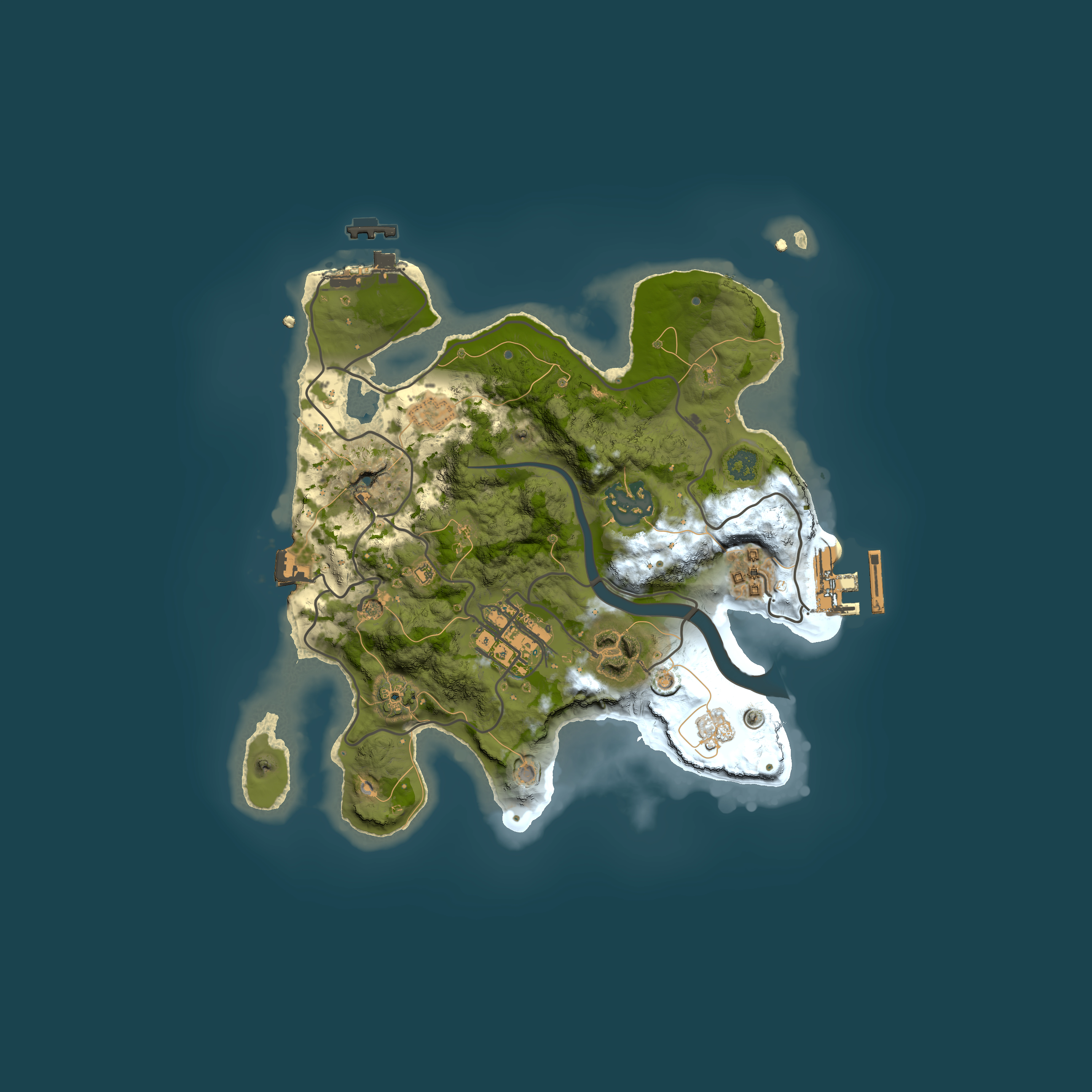 Full top-down render of Rust map seed 1948030357, 2500x2500m