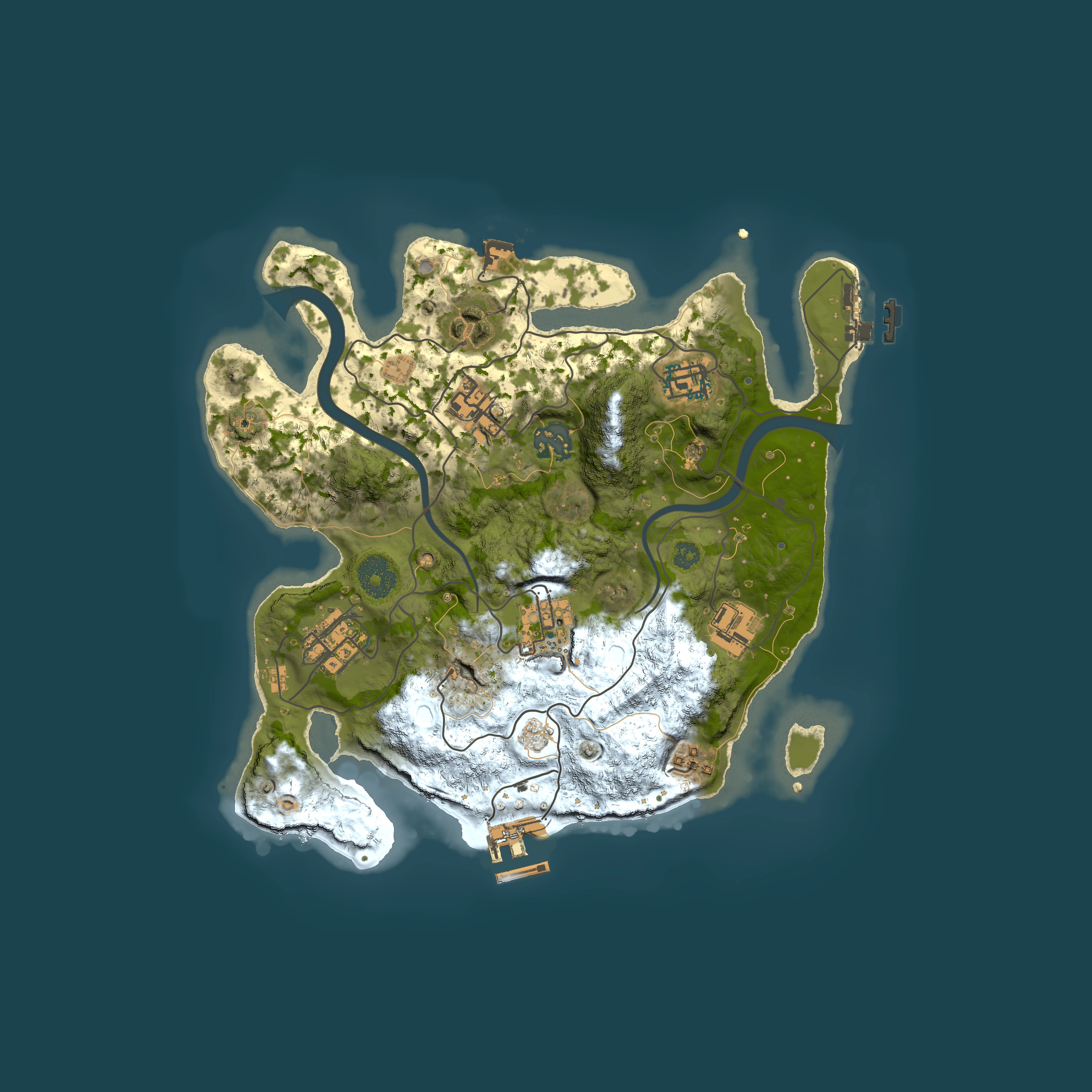 Full top-down render of Rust map seed 326257892, 3000x3000m