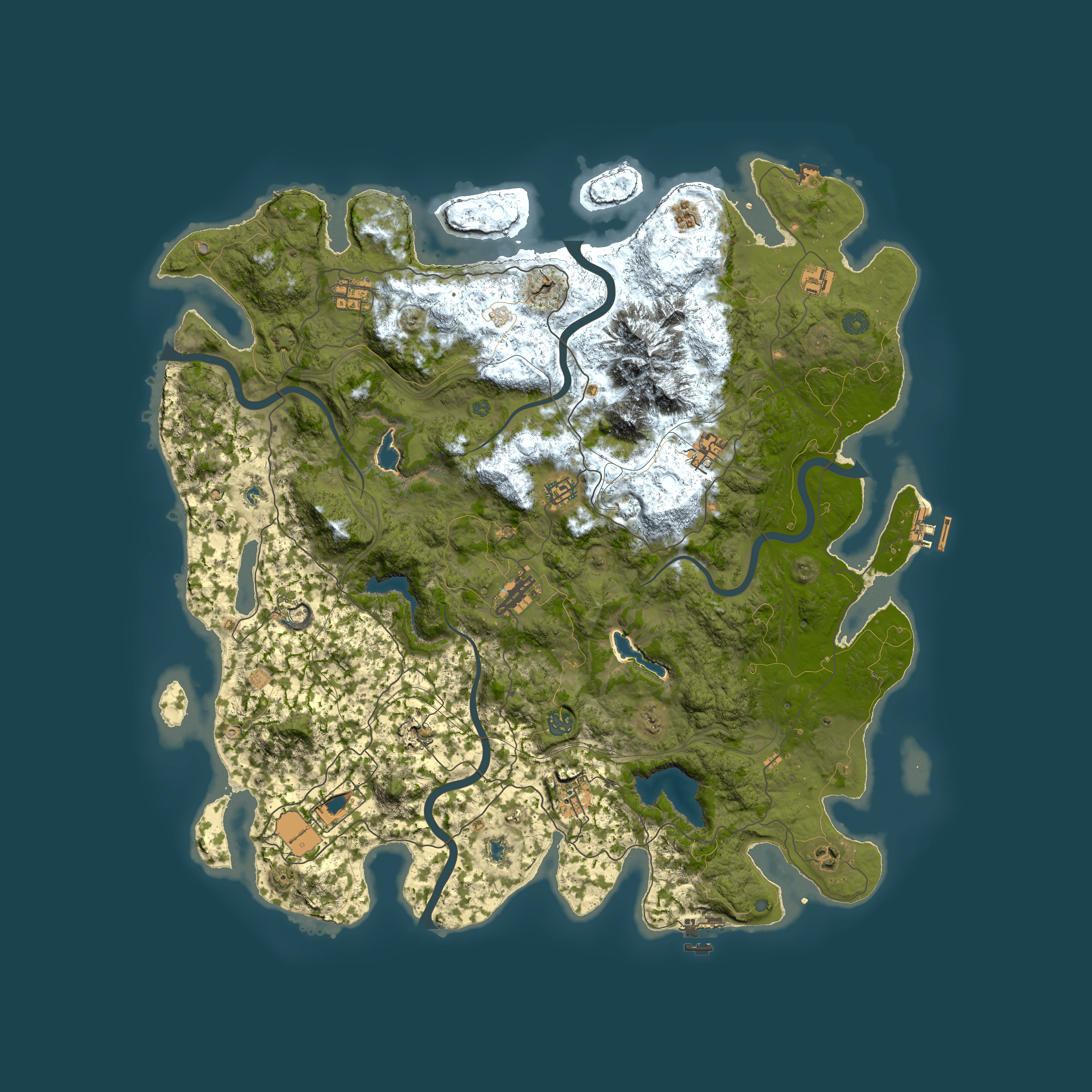 Full top-down render of Rust map seed 951698654, 5000x5000m