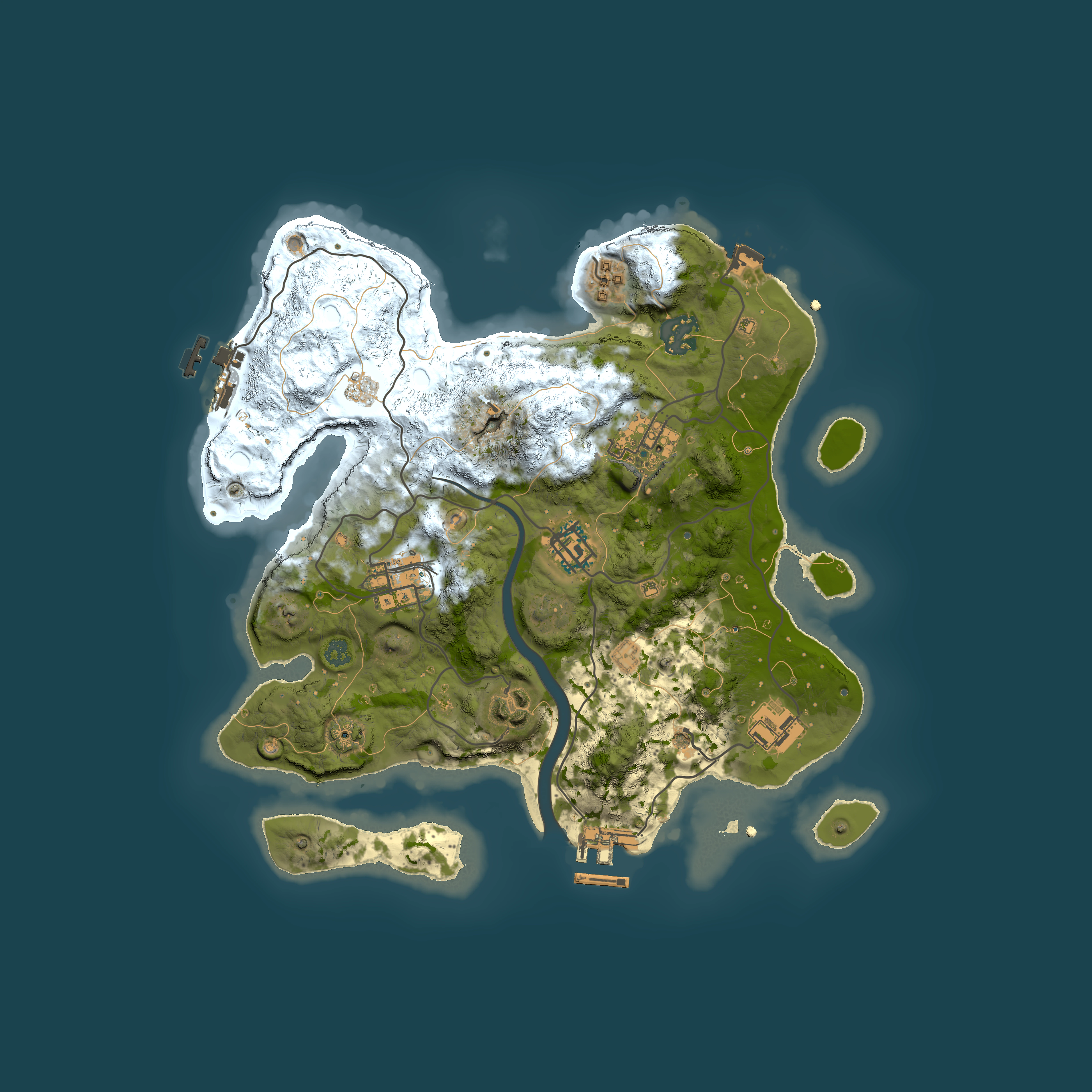 Full top-down render of Rust map seed 1381517639, 3000x3000m