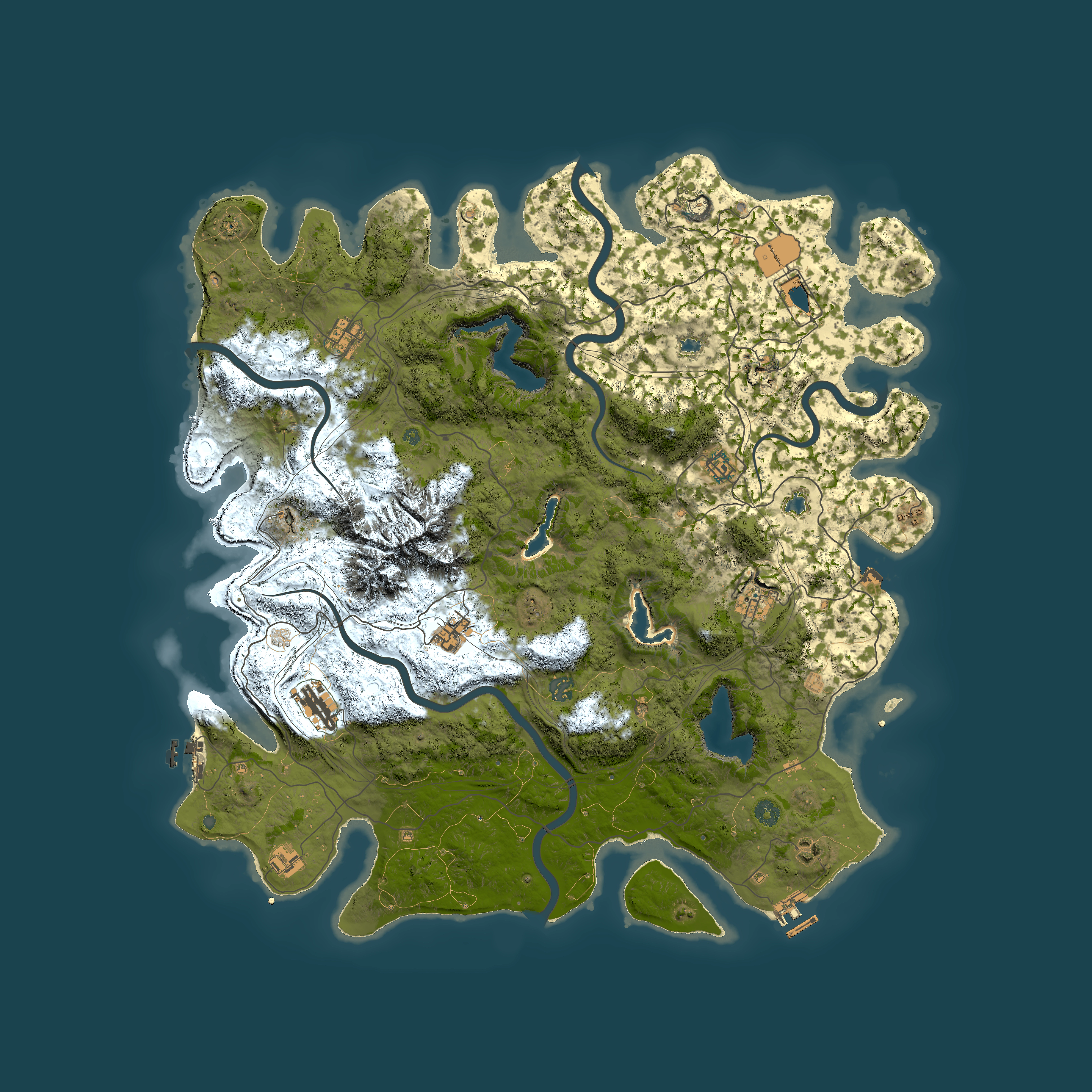 Full top-down render of Rust map seed 1834034636, 5000x5000m