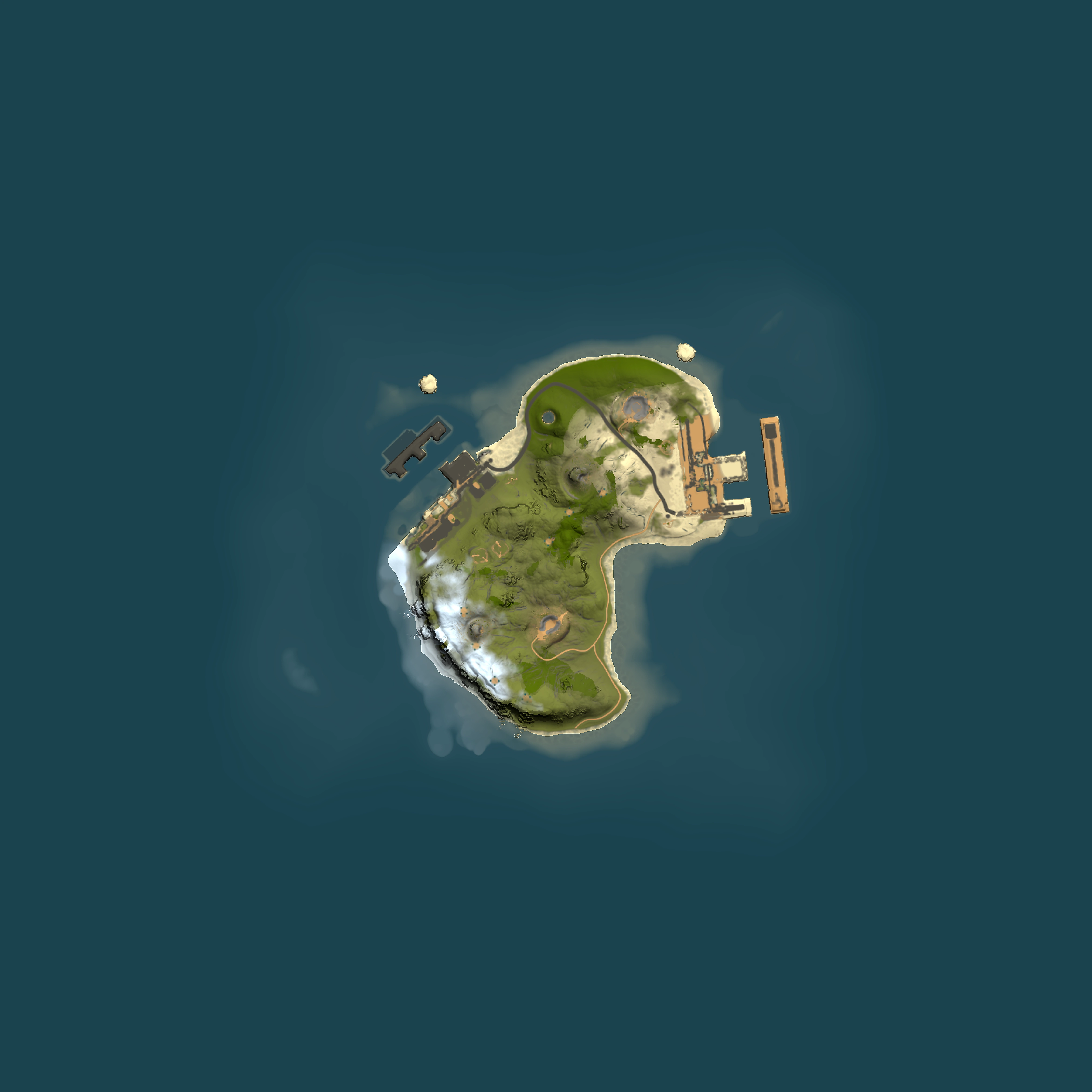 Full top-down render of Rust map seed 48677084, 1500x1500m