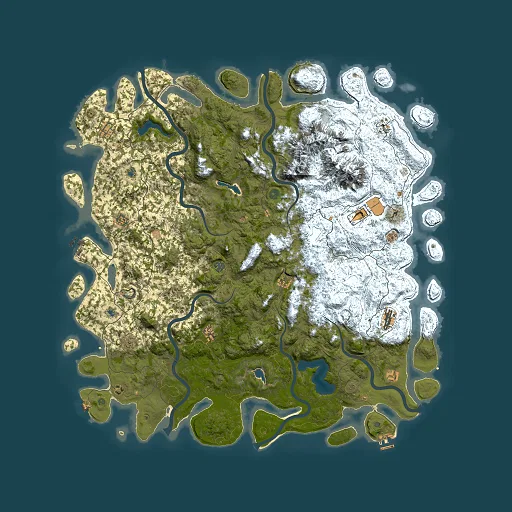 Rust map seed 540522736, 6000x6000m top-down preview