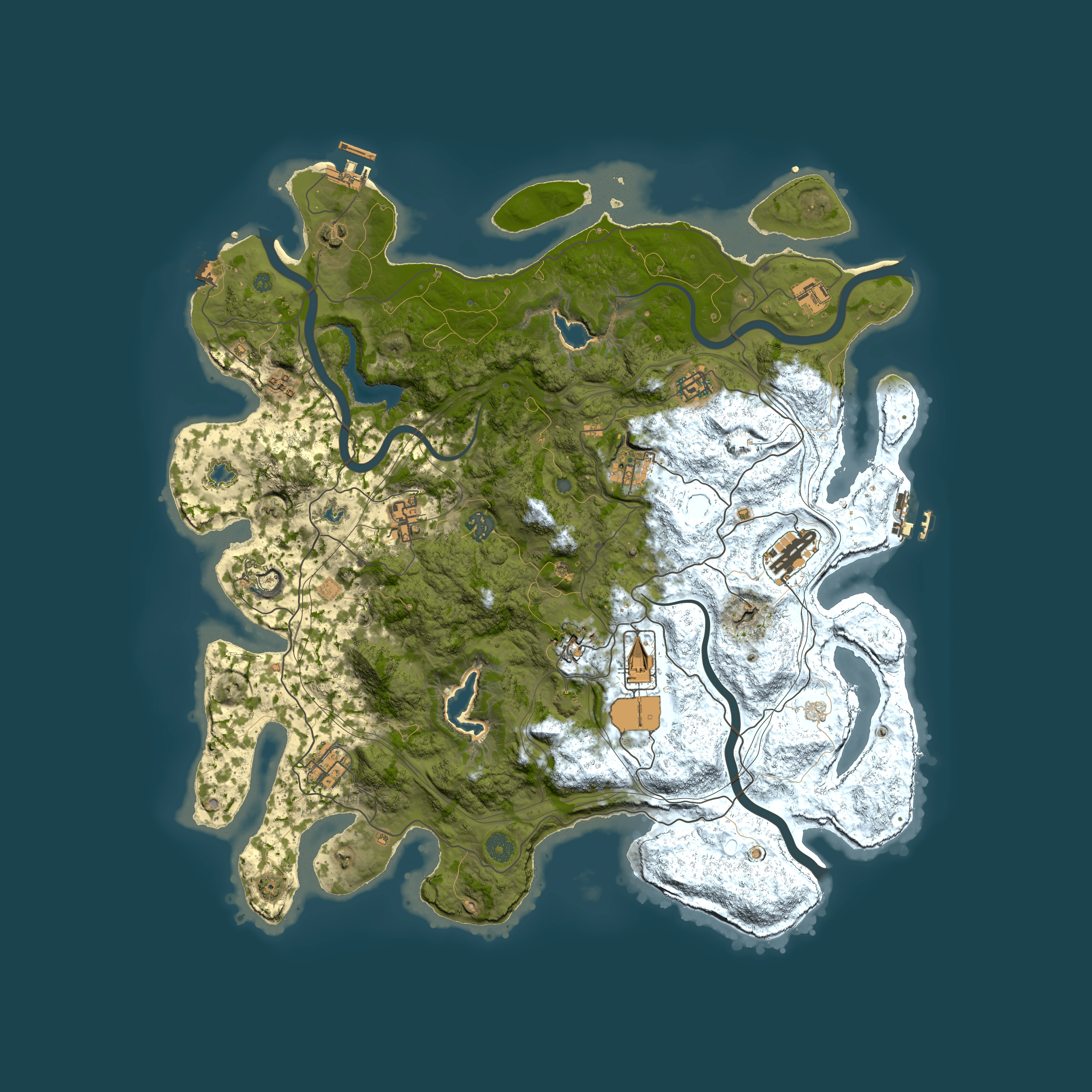 Full top-down render of Rust map seed 307636436, 4500x4500m