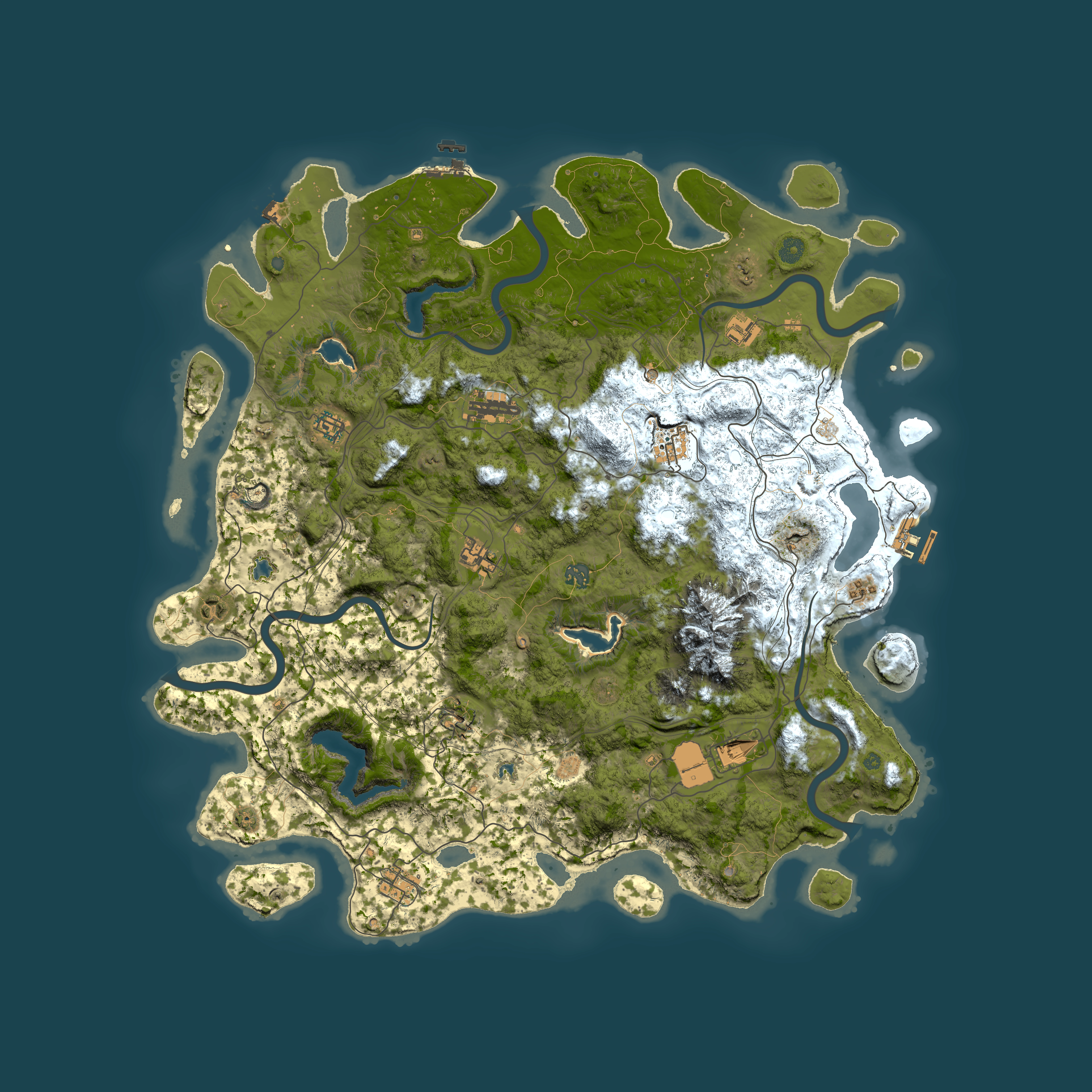 Full top-down render of Rust map seed 2104841536, 5000x5000m