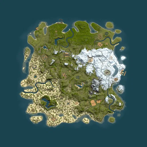 Rust map seed 2104841536, 5000x5000m top-down preview