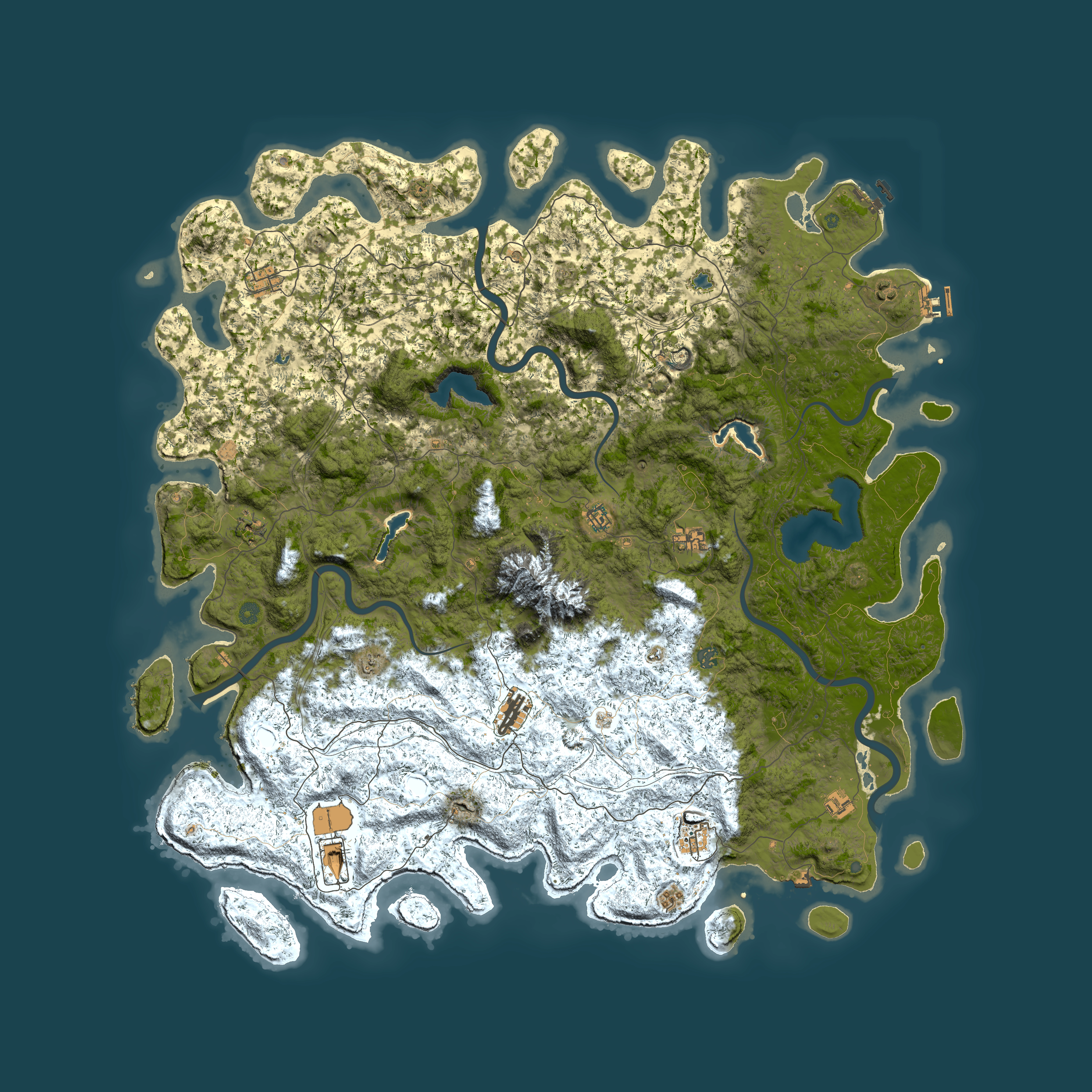 Full top-down render of Rust map seed 439590393, 6000x6000m
