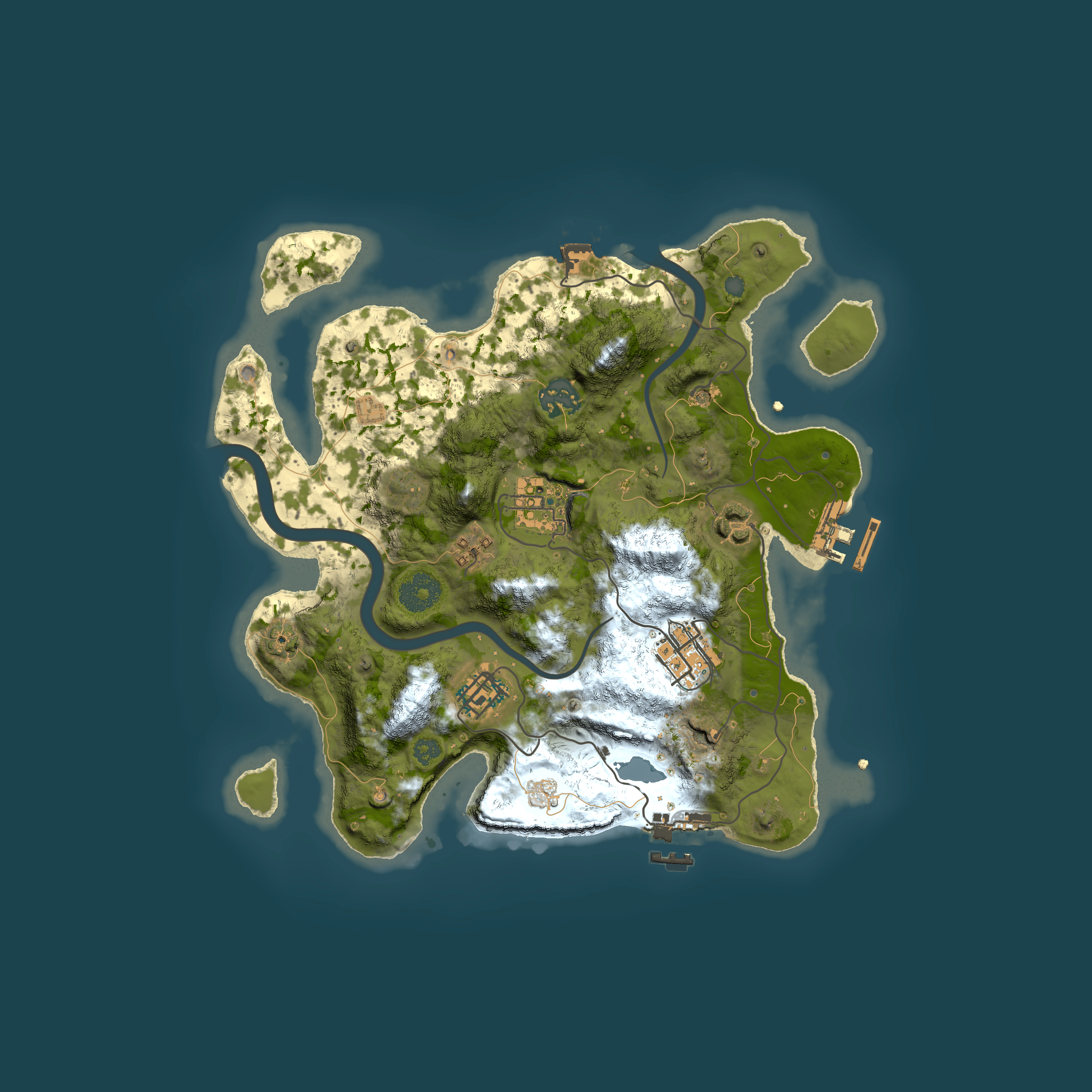 Full top-down render of Rust map seed 1434948979, 3000x3000m