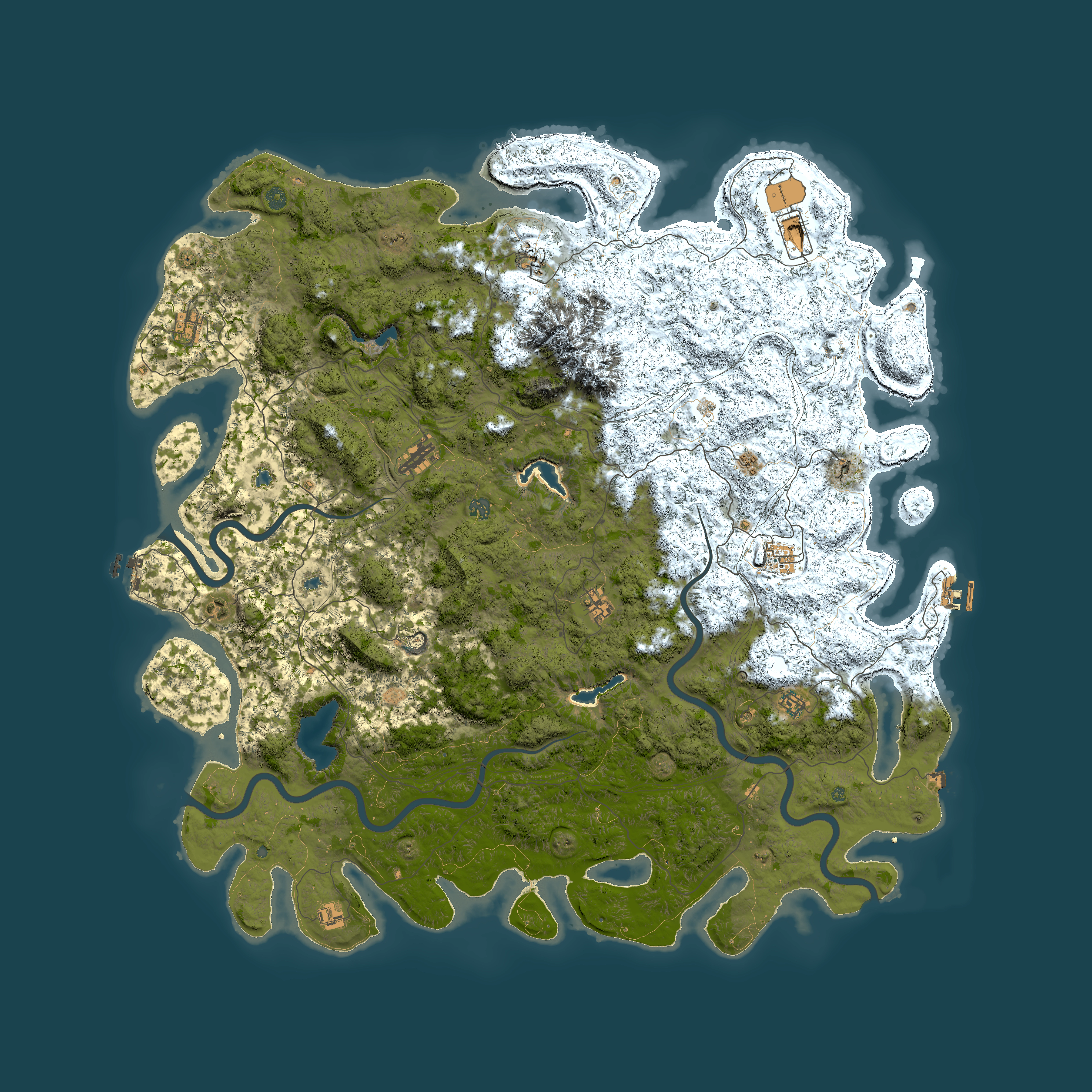 Full top-down render of Rust map seed 488080105, 6000x6000m