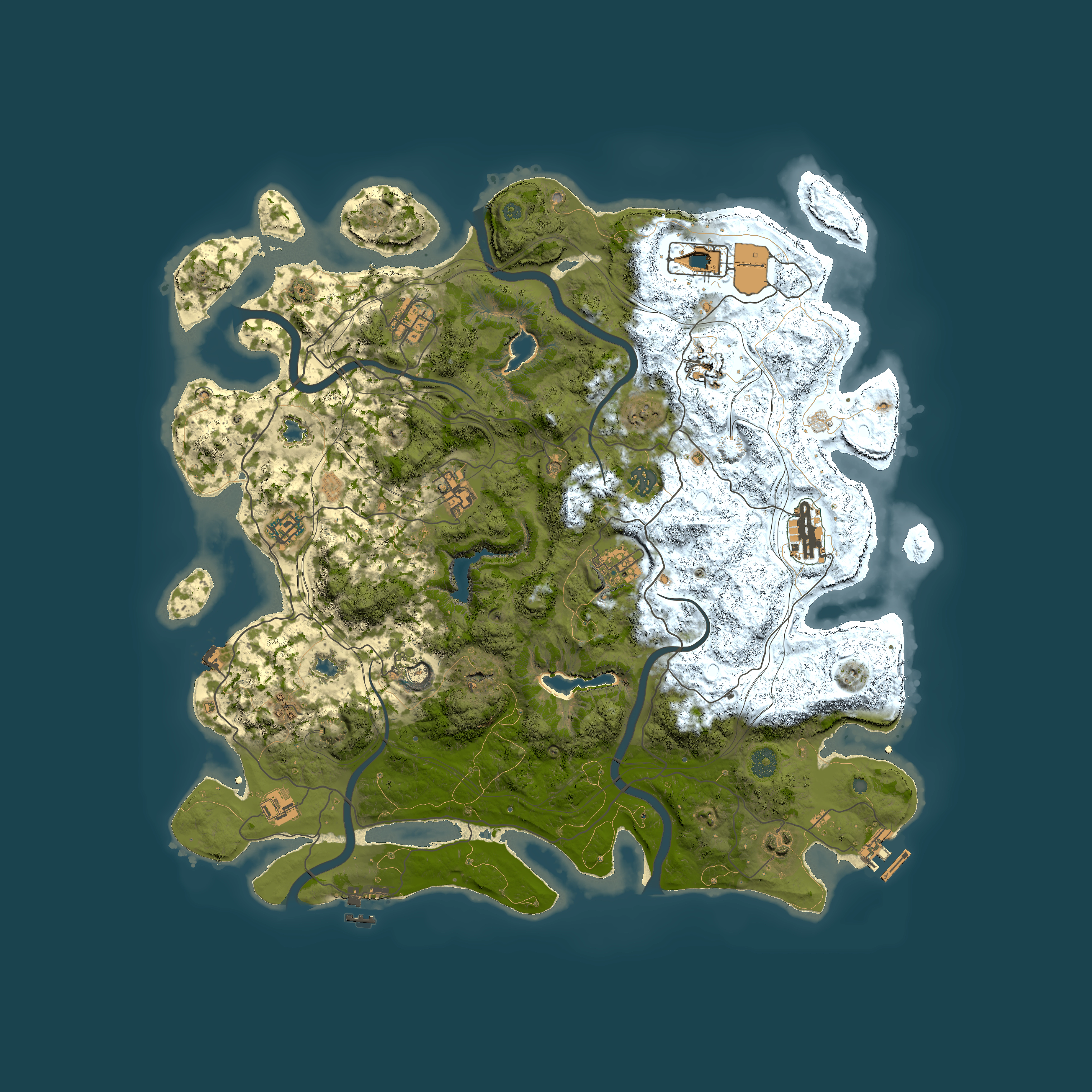 Full top-down render of Rust map seed 1461329436, 4500x4500m