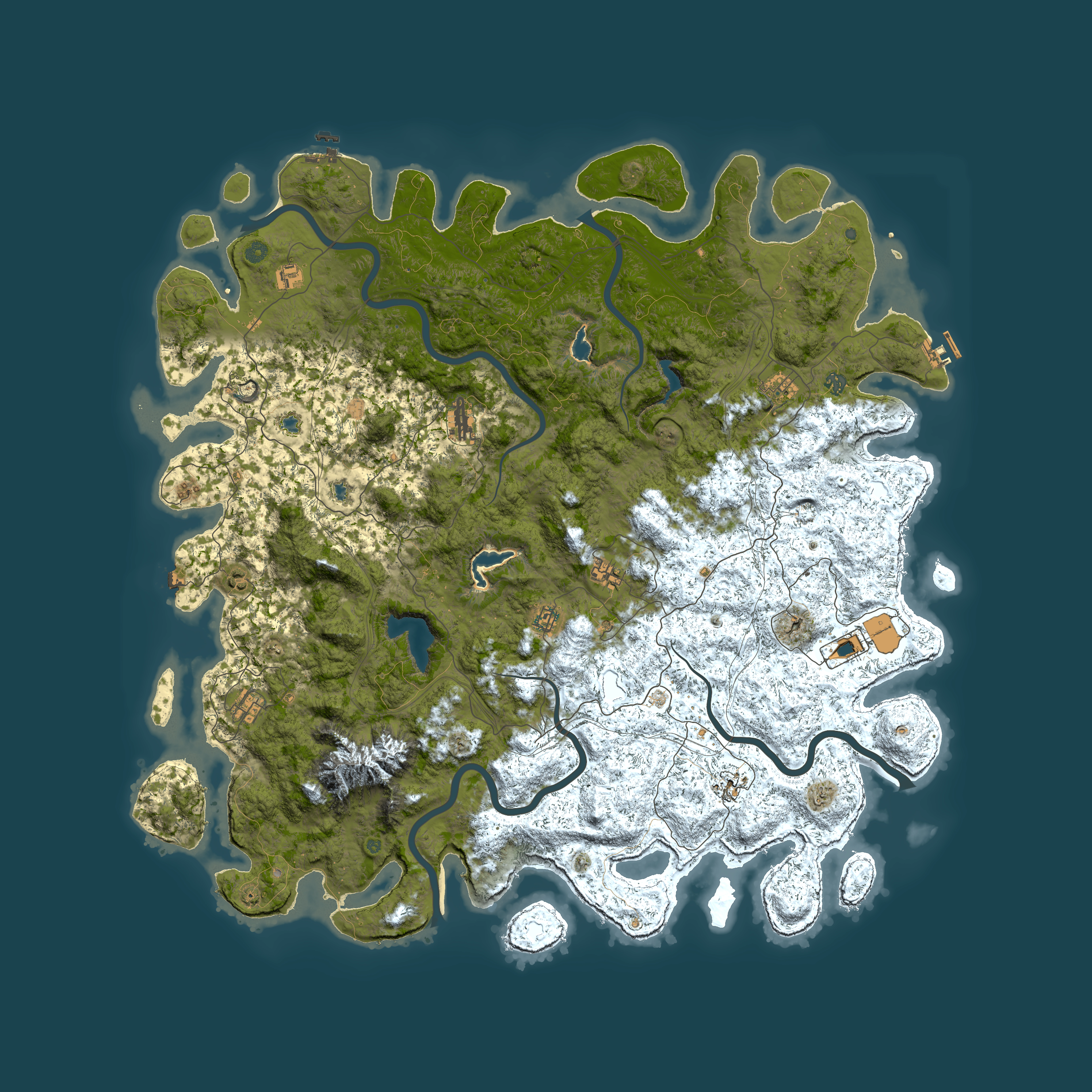 Full top-down render of Rust map seed 463593064, 6000x6000m
