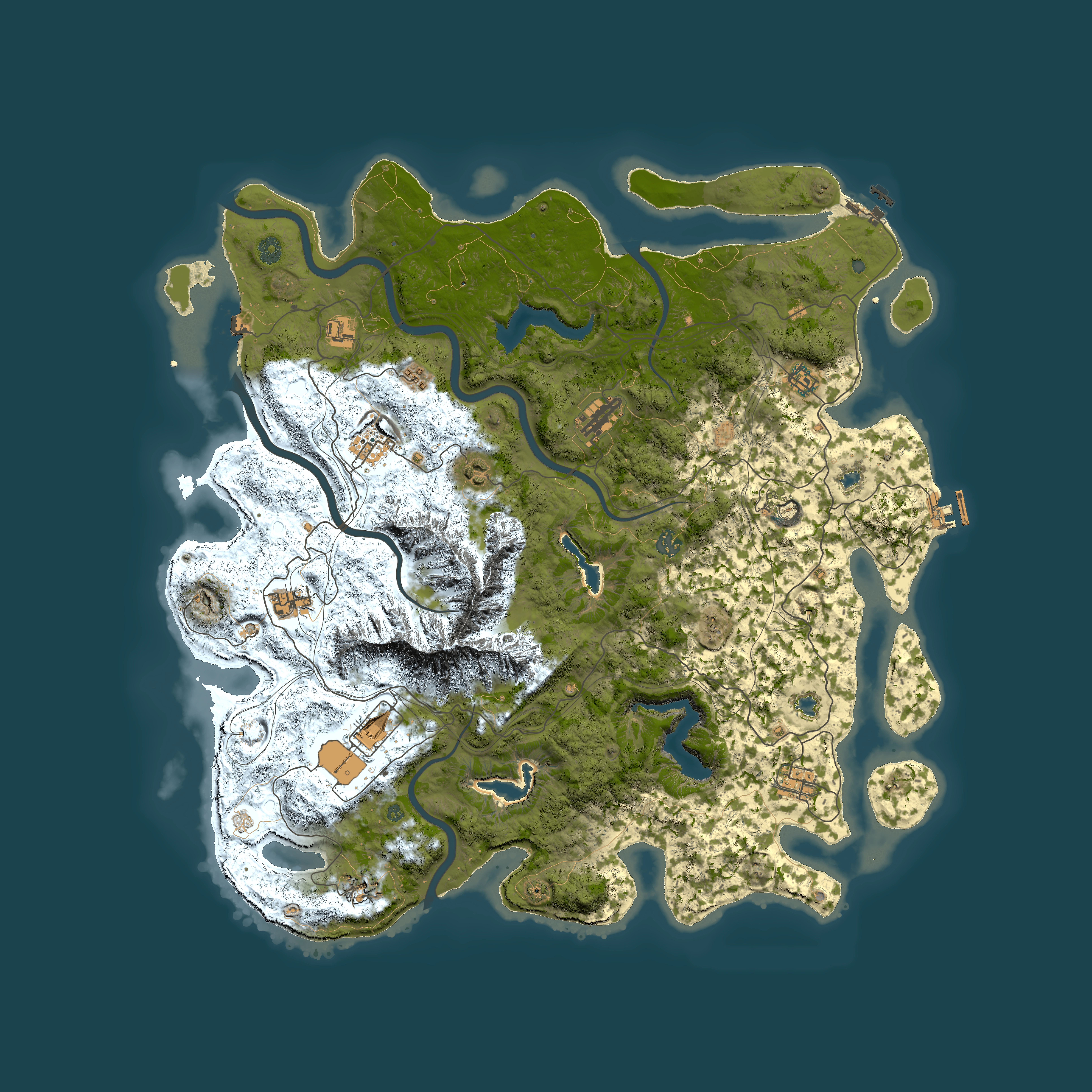 Full top-down render of Rust map seed 1981021477, 5000x5000m