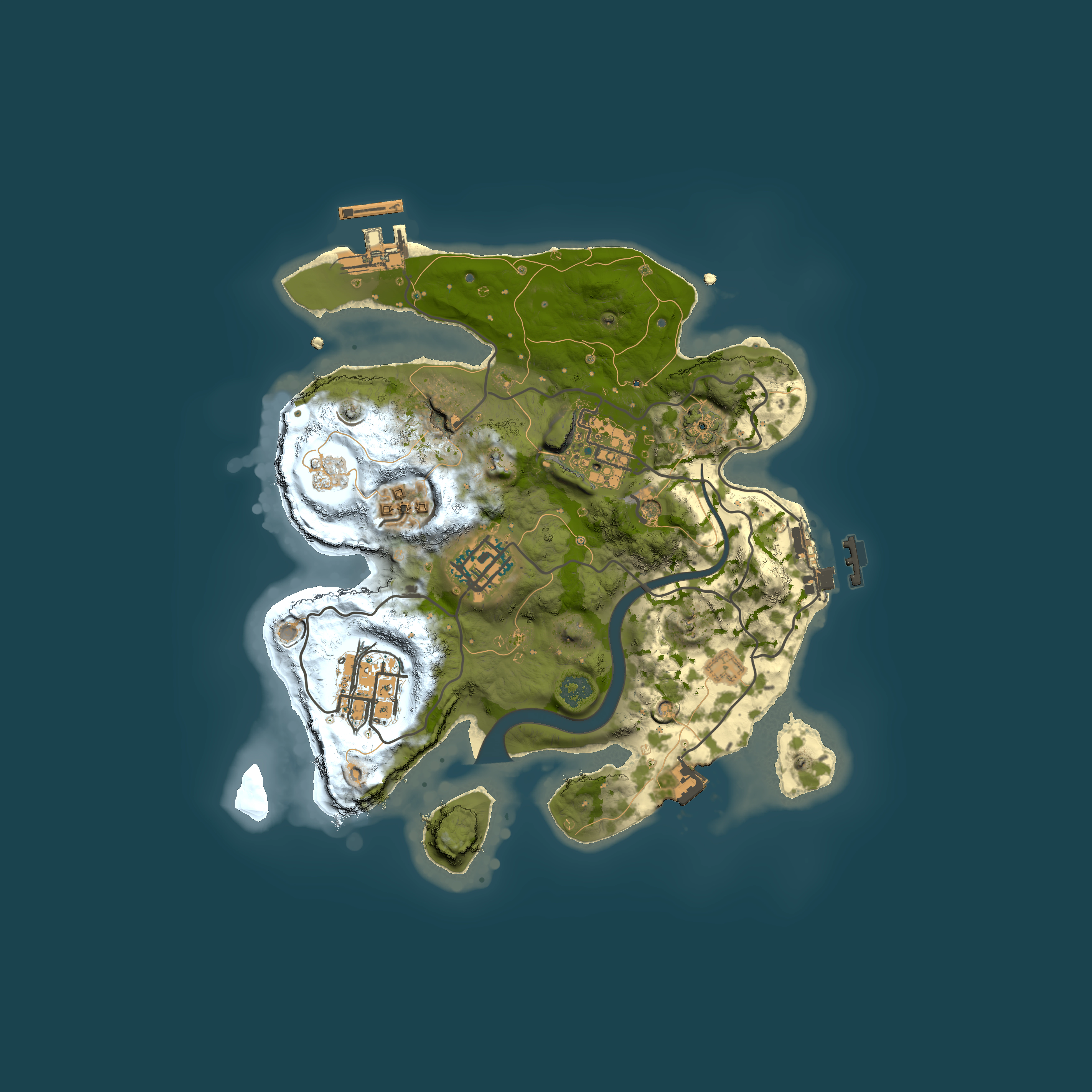 Full top-down render of Rust map seed 1193605845, 2500x2500m