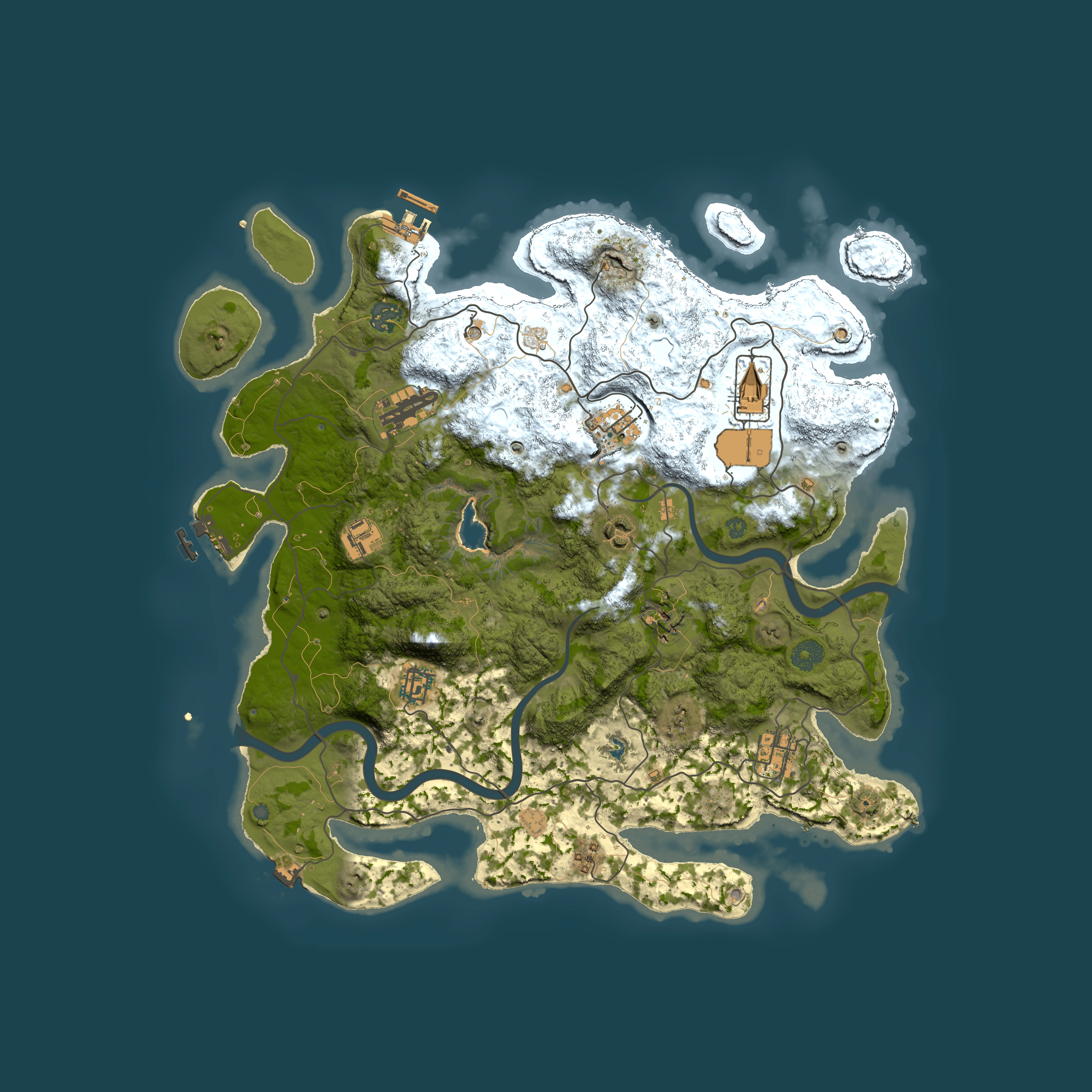 Full top-down render of Rust map seed 1946001927, 4000x4000m