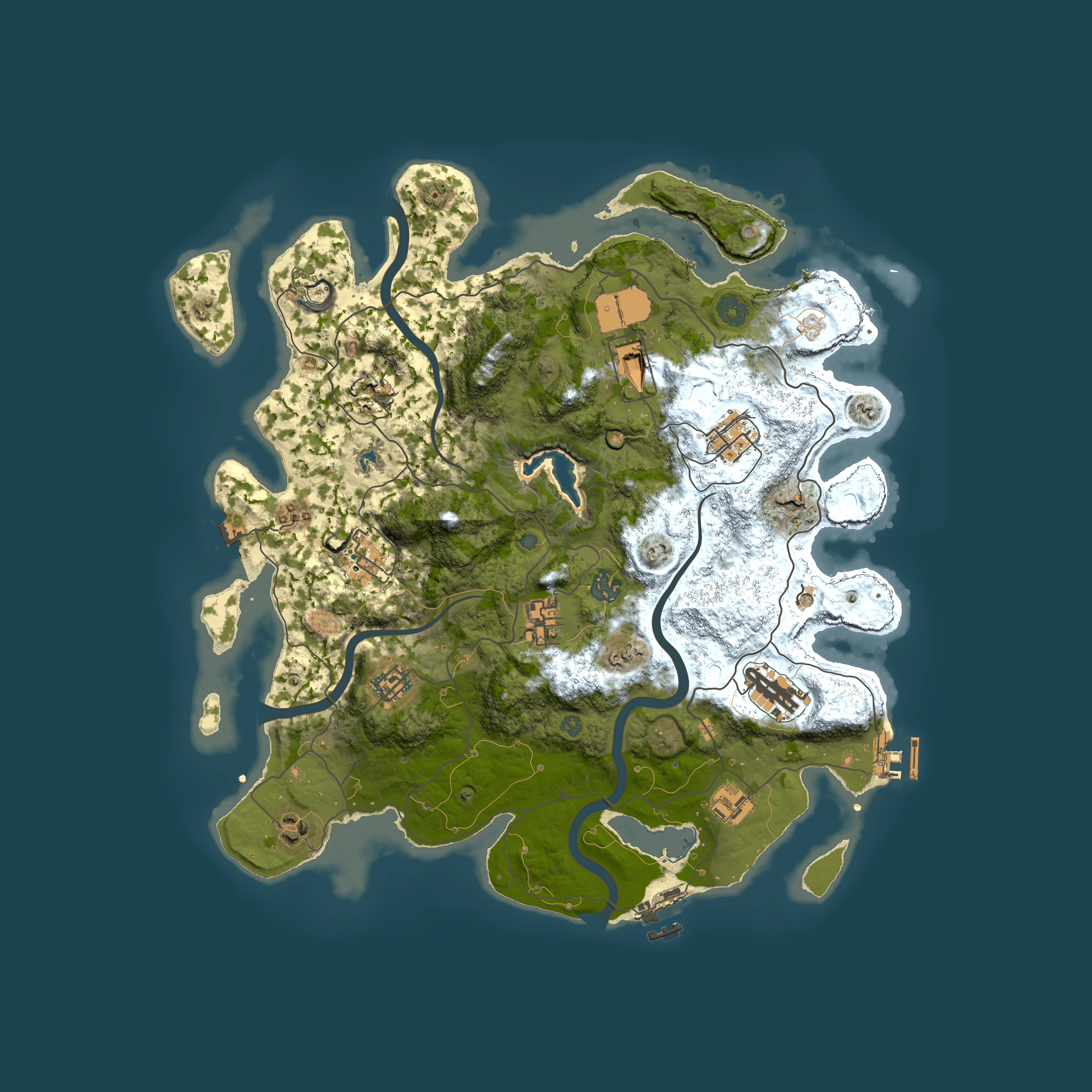 Full top-down render of Rust map seed 46913985, 4000x4000m