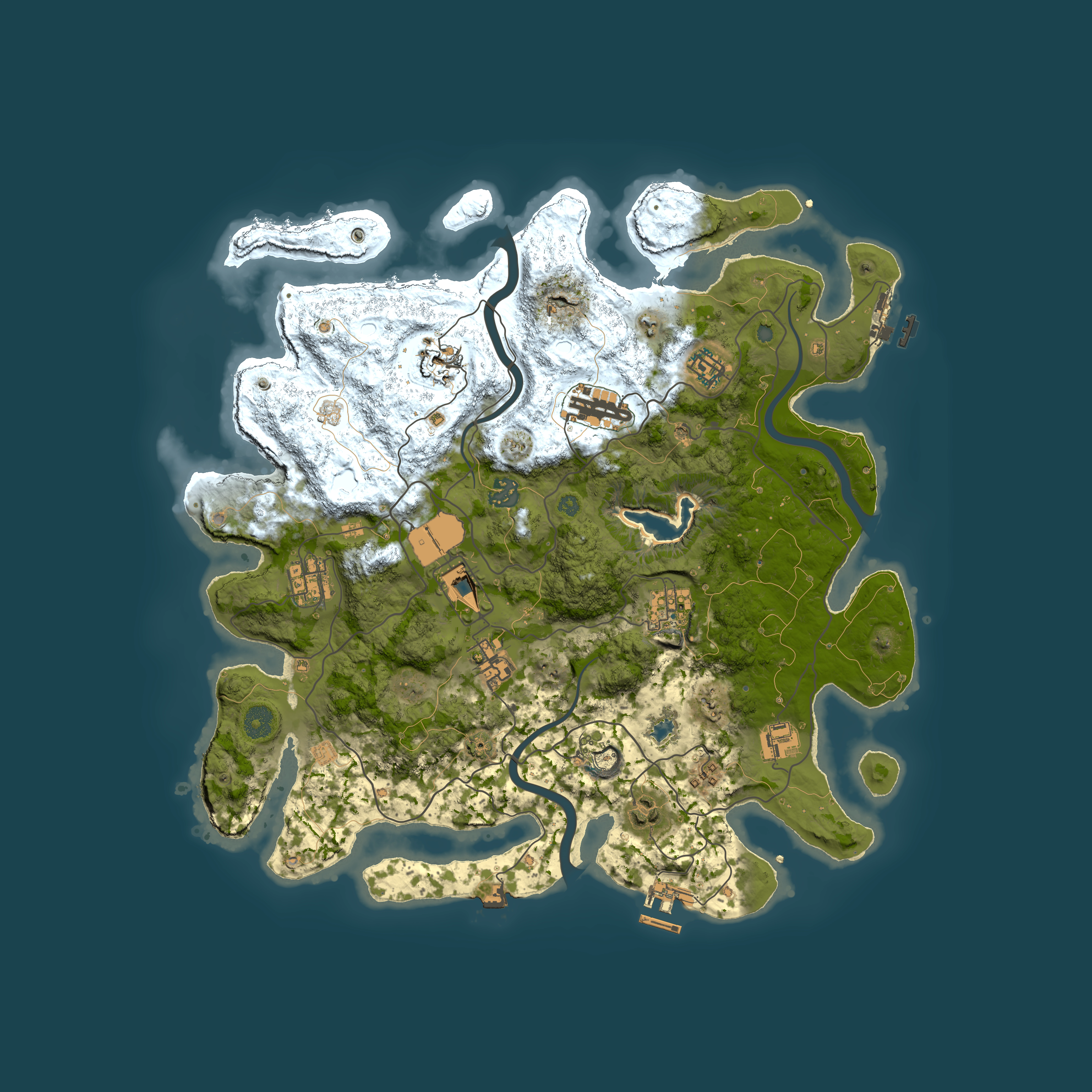 Full top-down render of Rust map seed 1216625135, 4000x4000m