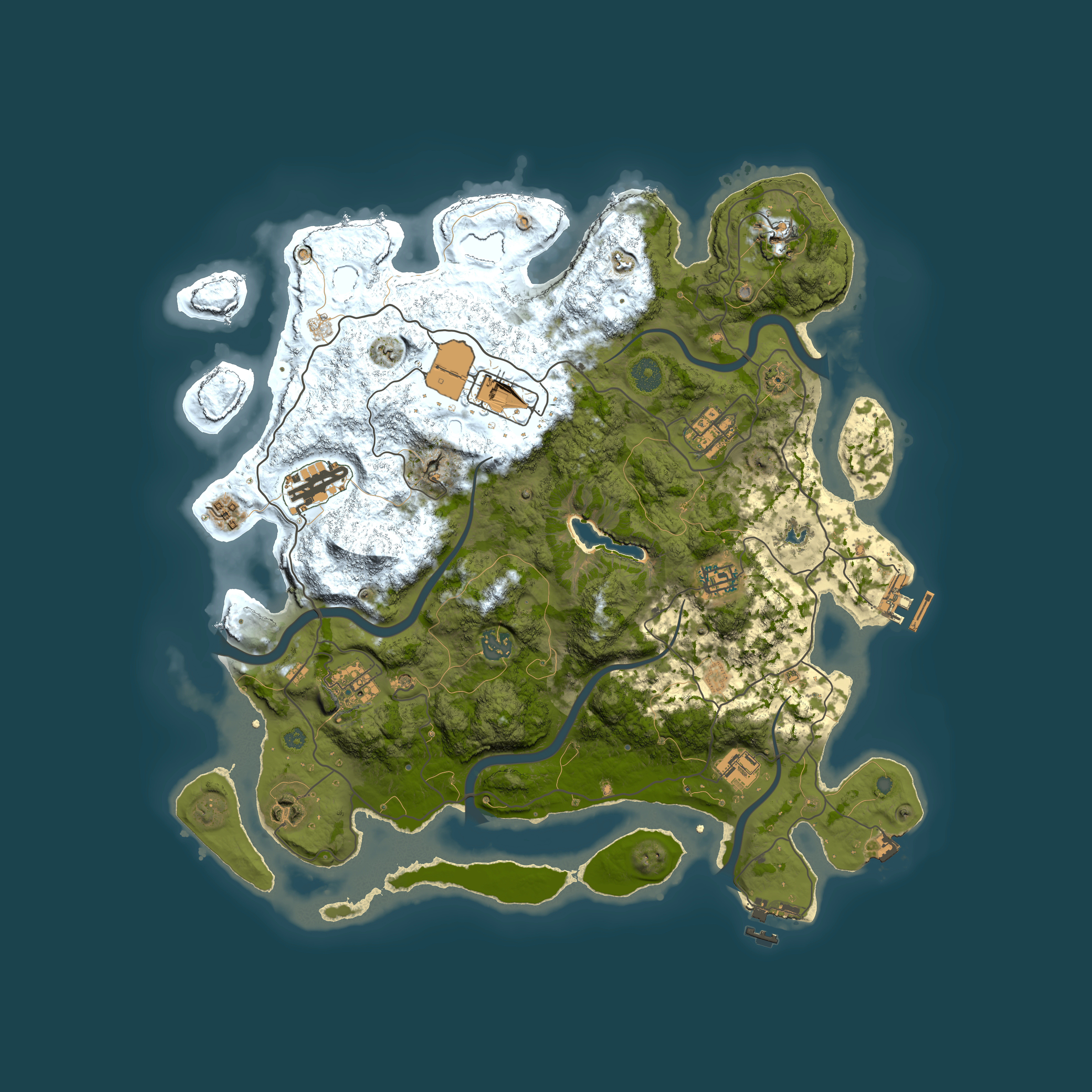 Full top-down render of Rust map seed 2024883891, 4000x4000m