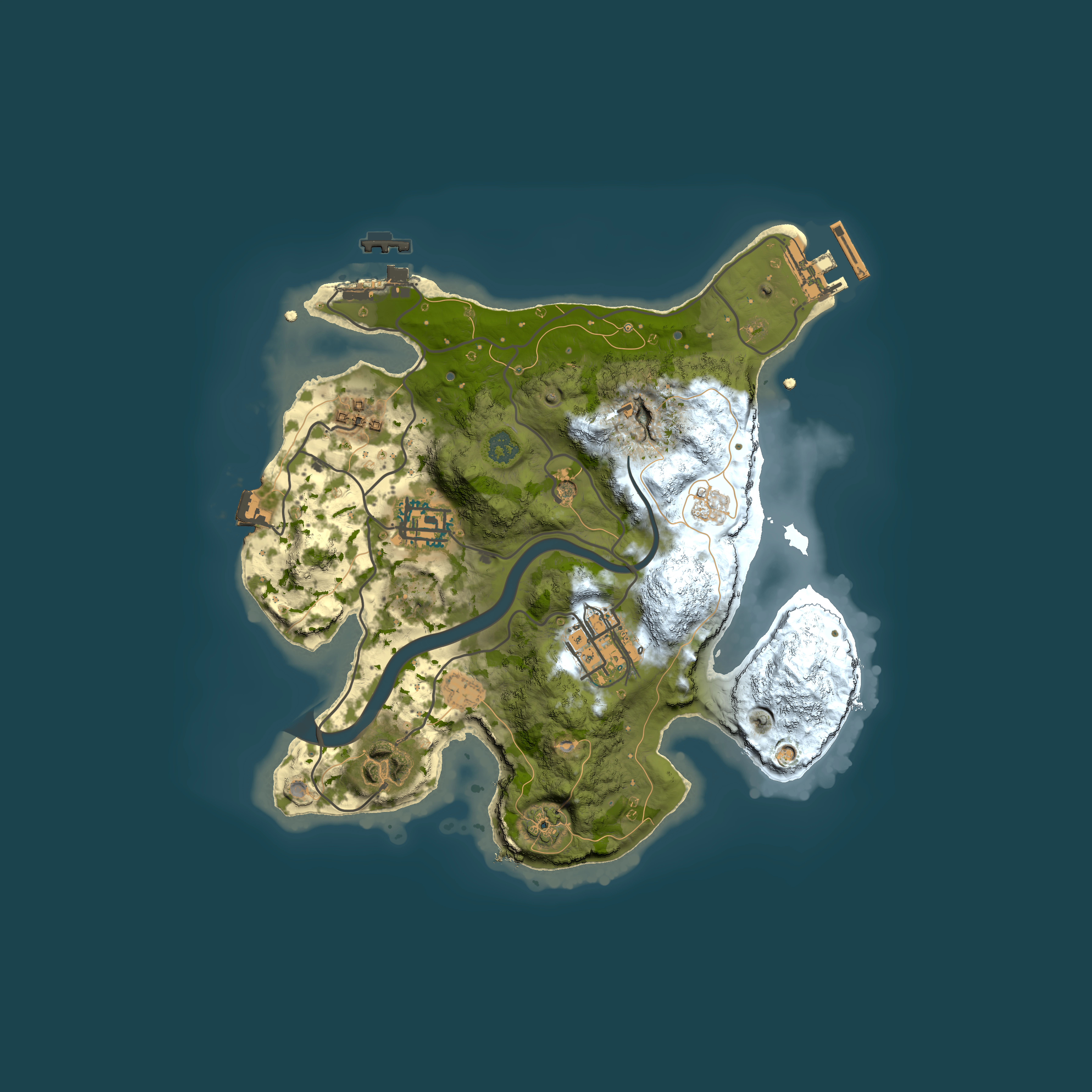 Full top-down render of Rust map seed 1177093105, 2500x2500m