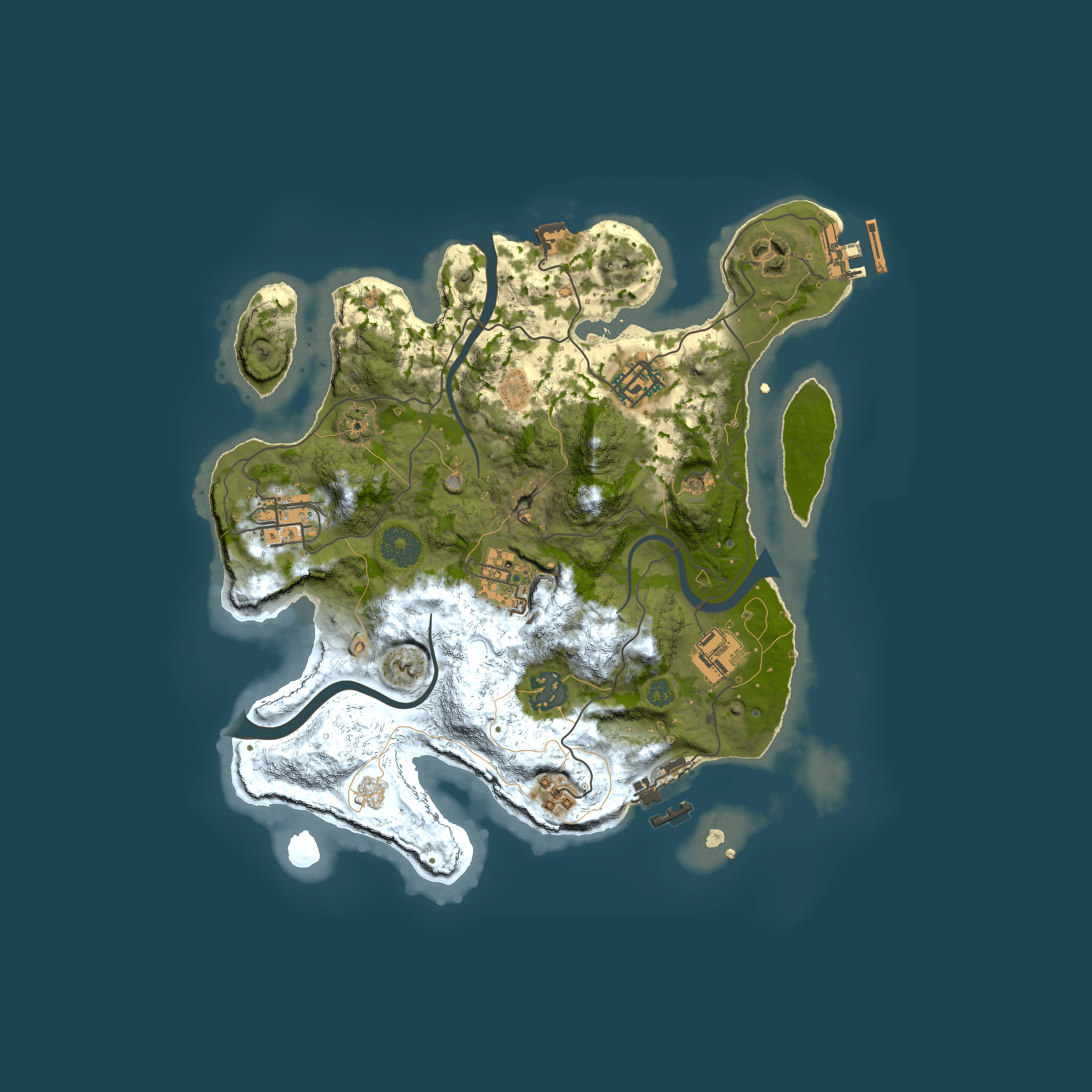 Full top-down render of Rust map seed 899013784, 3000x3000m