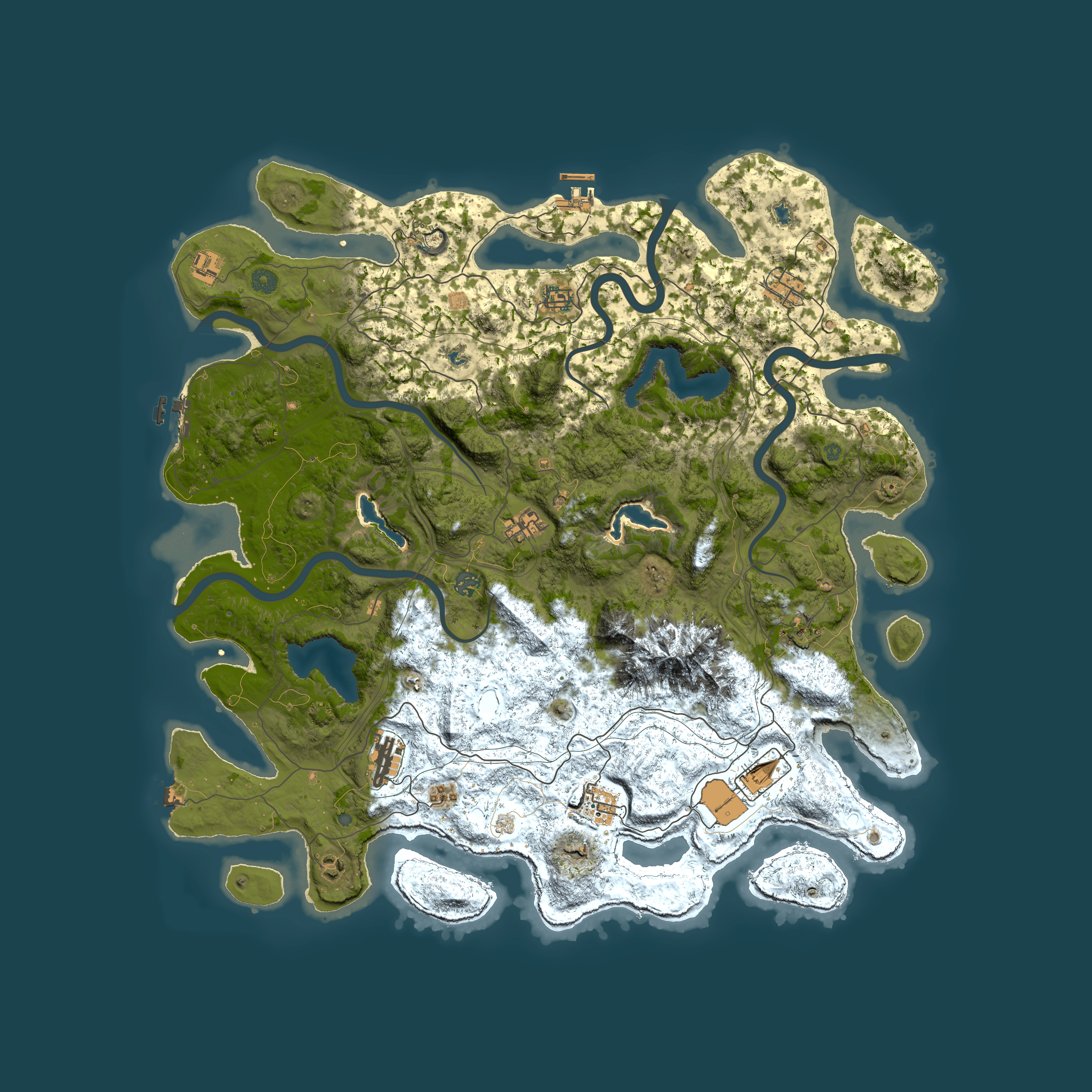 Full top-down render of Rust map seed 1360371896, 5000x5000m