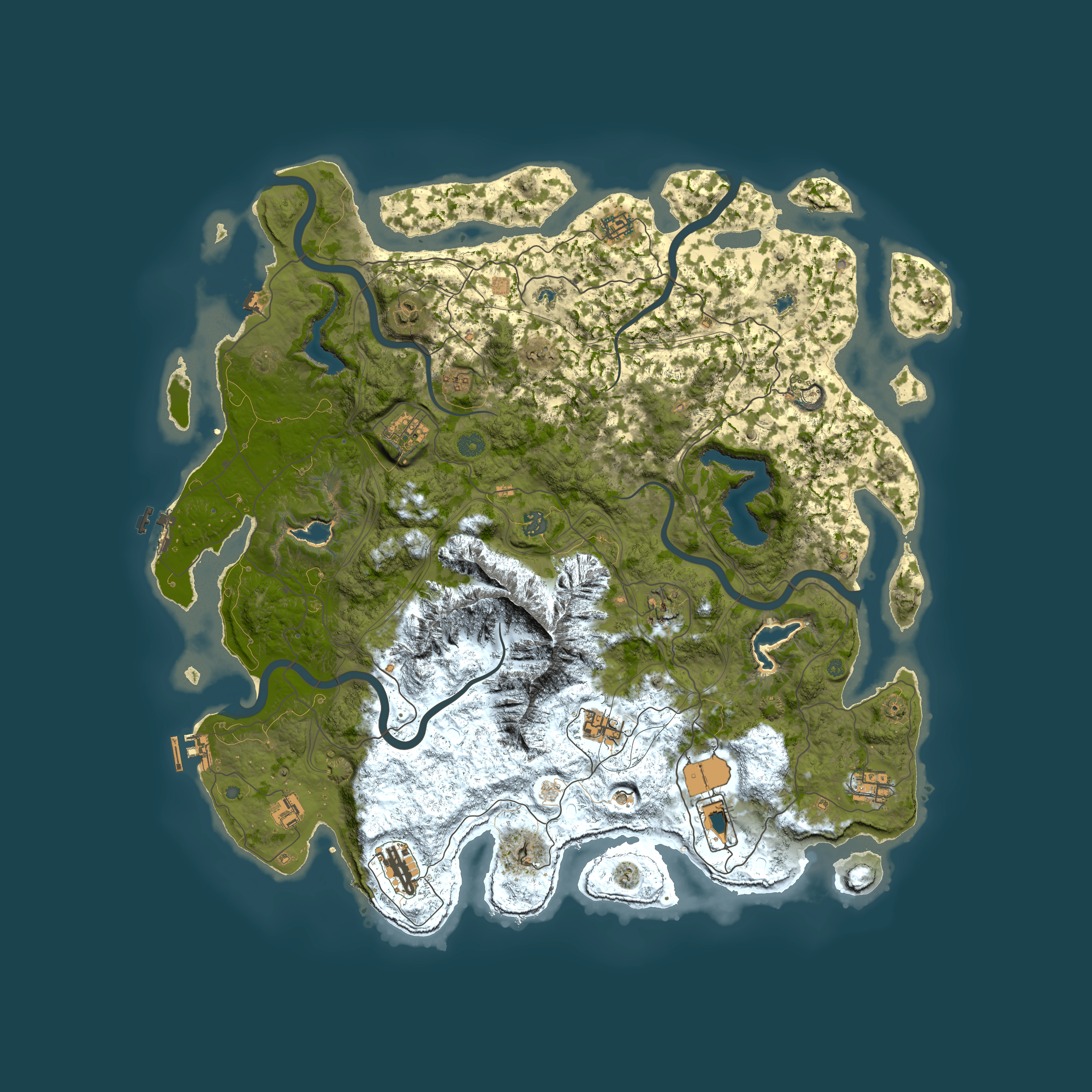 Full top-down render of Rust map seed 19579729, 5000x5000m