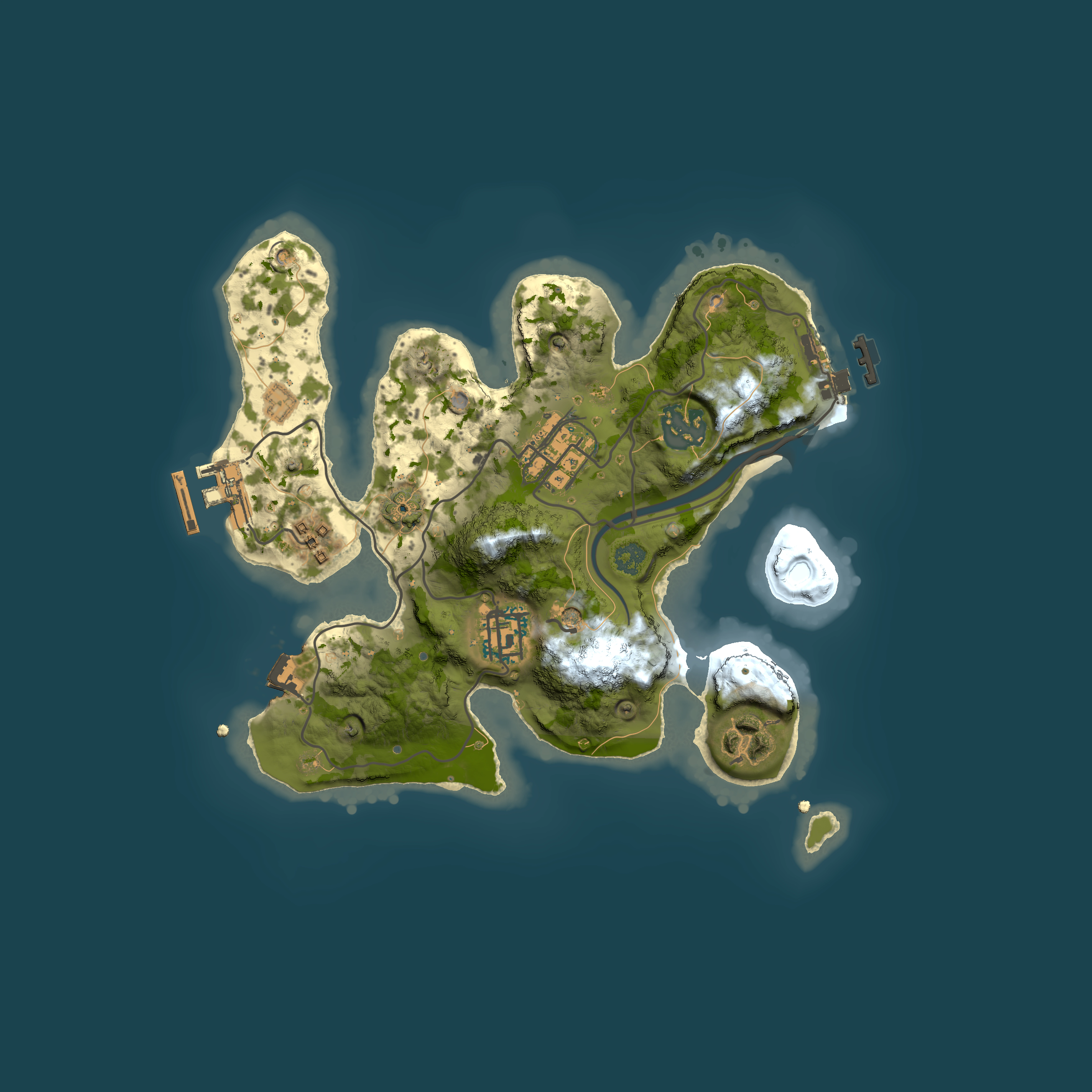 Full top-down render of Rust map seed 1916374741, 2500x2500m