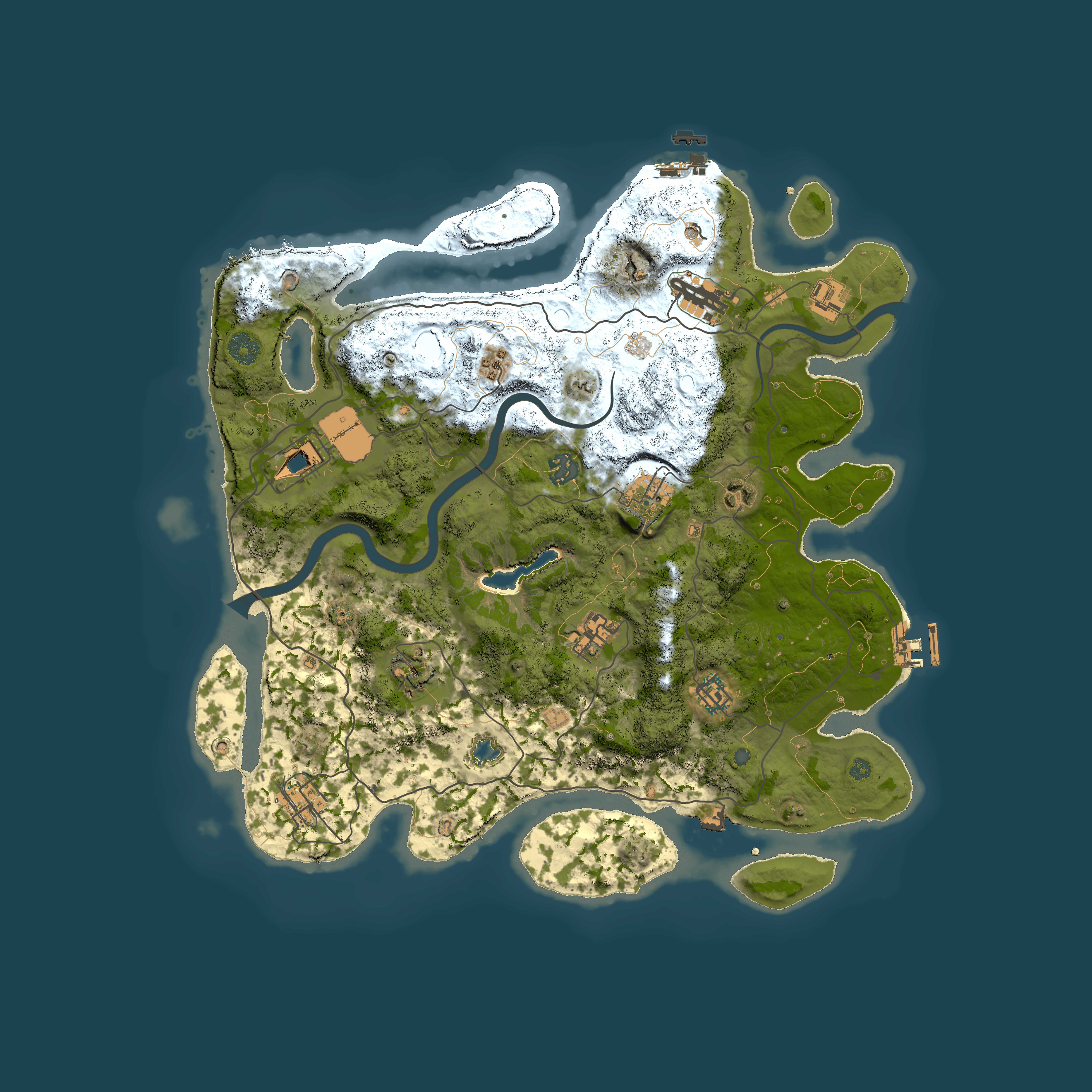 Full top-down render of Rust map seed 1406441345, 4000x4000m