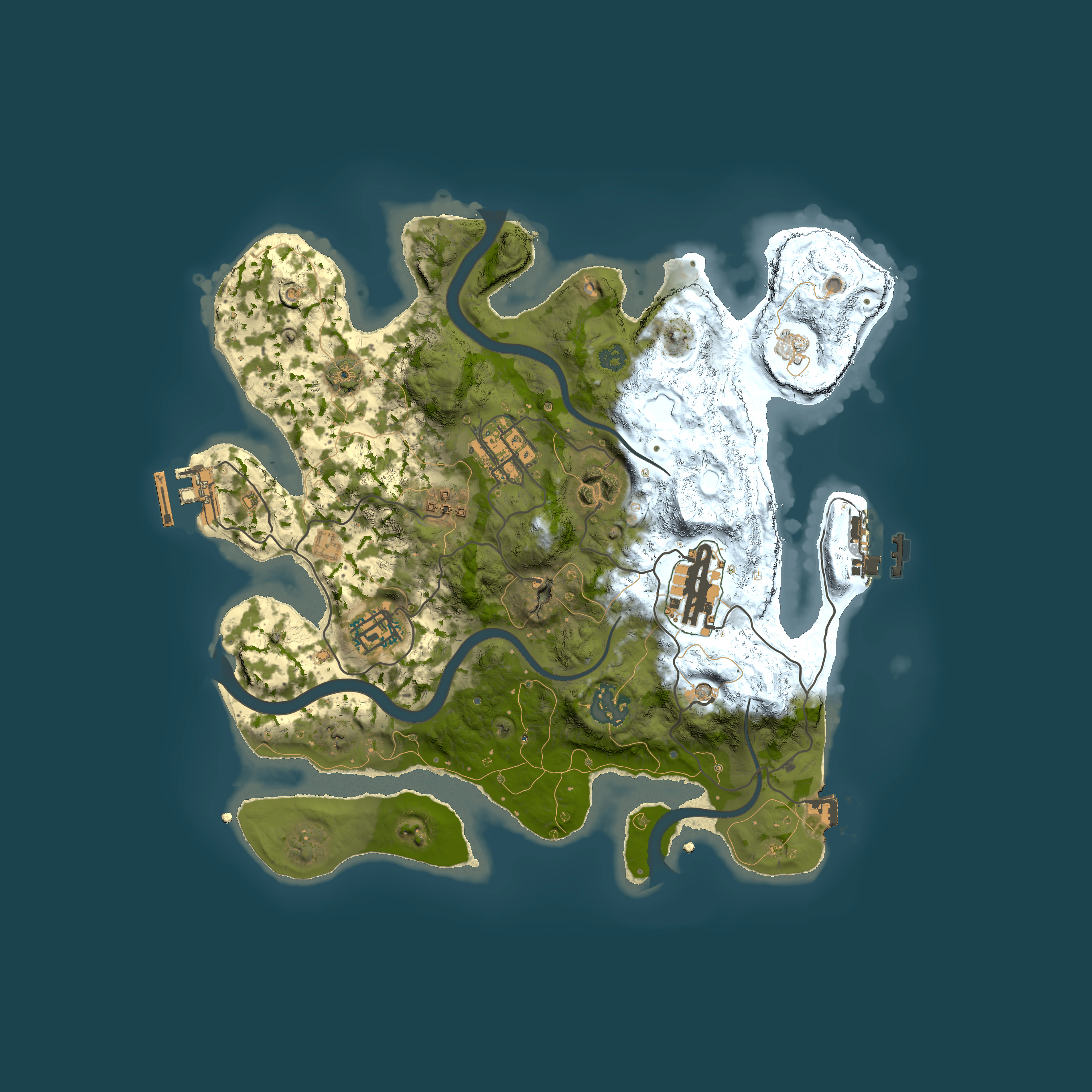 Full top-down render of Rust map seed 987190381, 3000x3000m