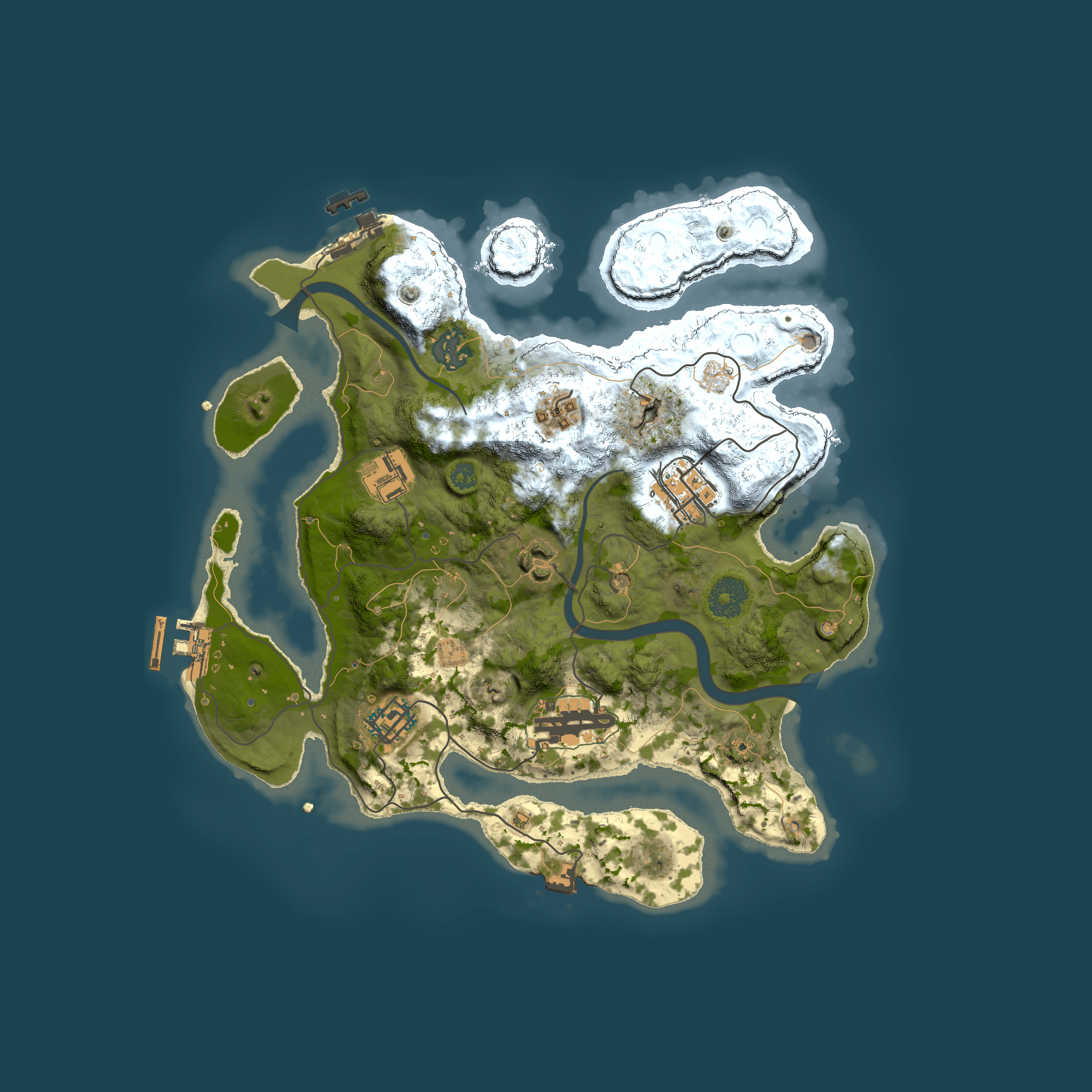 Full top-down render of Rust map seed 252357205, 3000x3000m