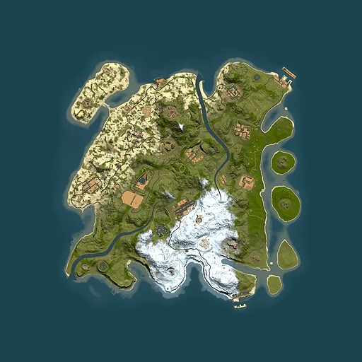 Rust map seed 1361993843, 3500x3500m top-down preview