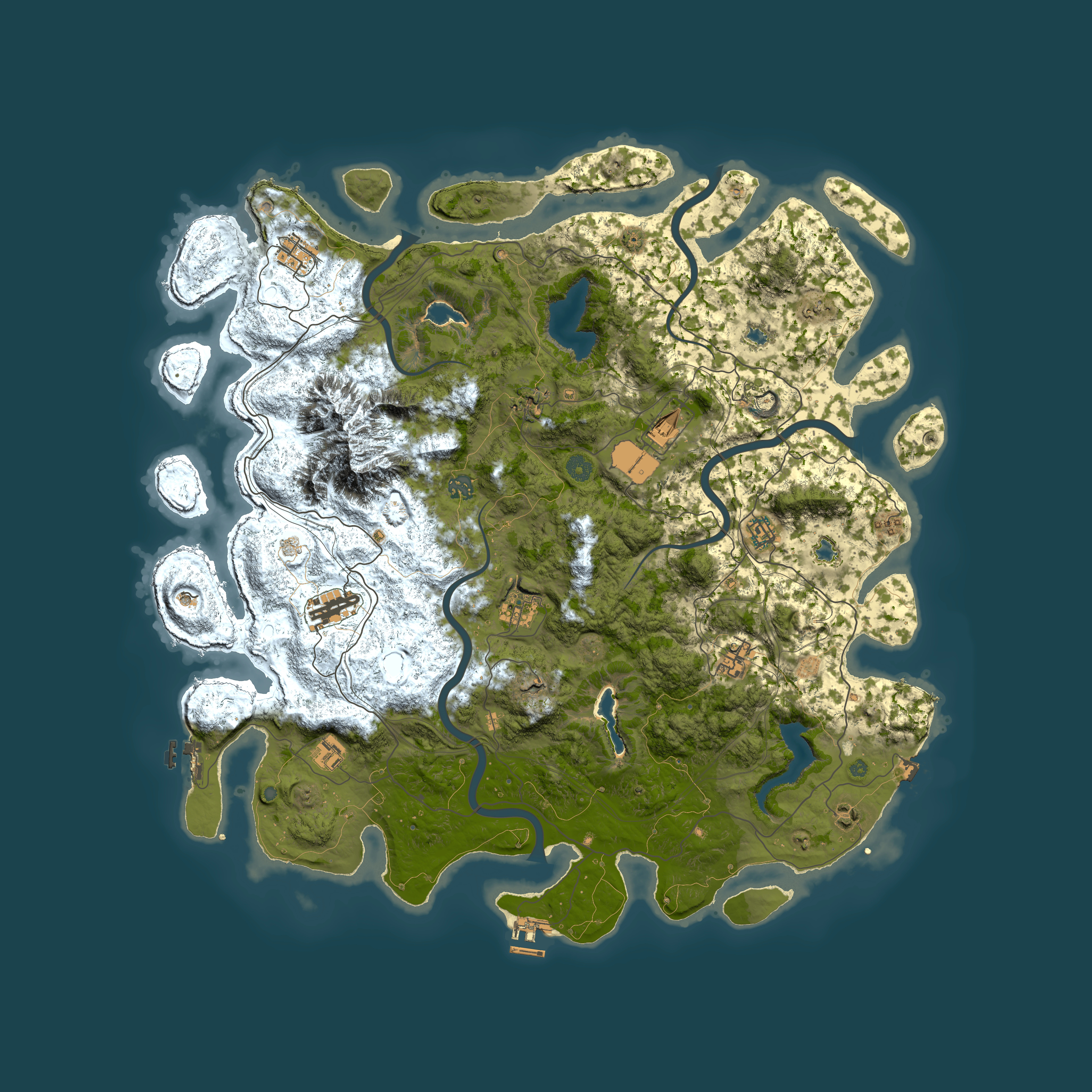 Full top-down render of Rust map seed 889810060, 5000x5000m