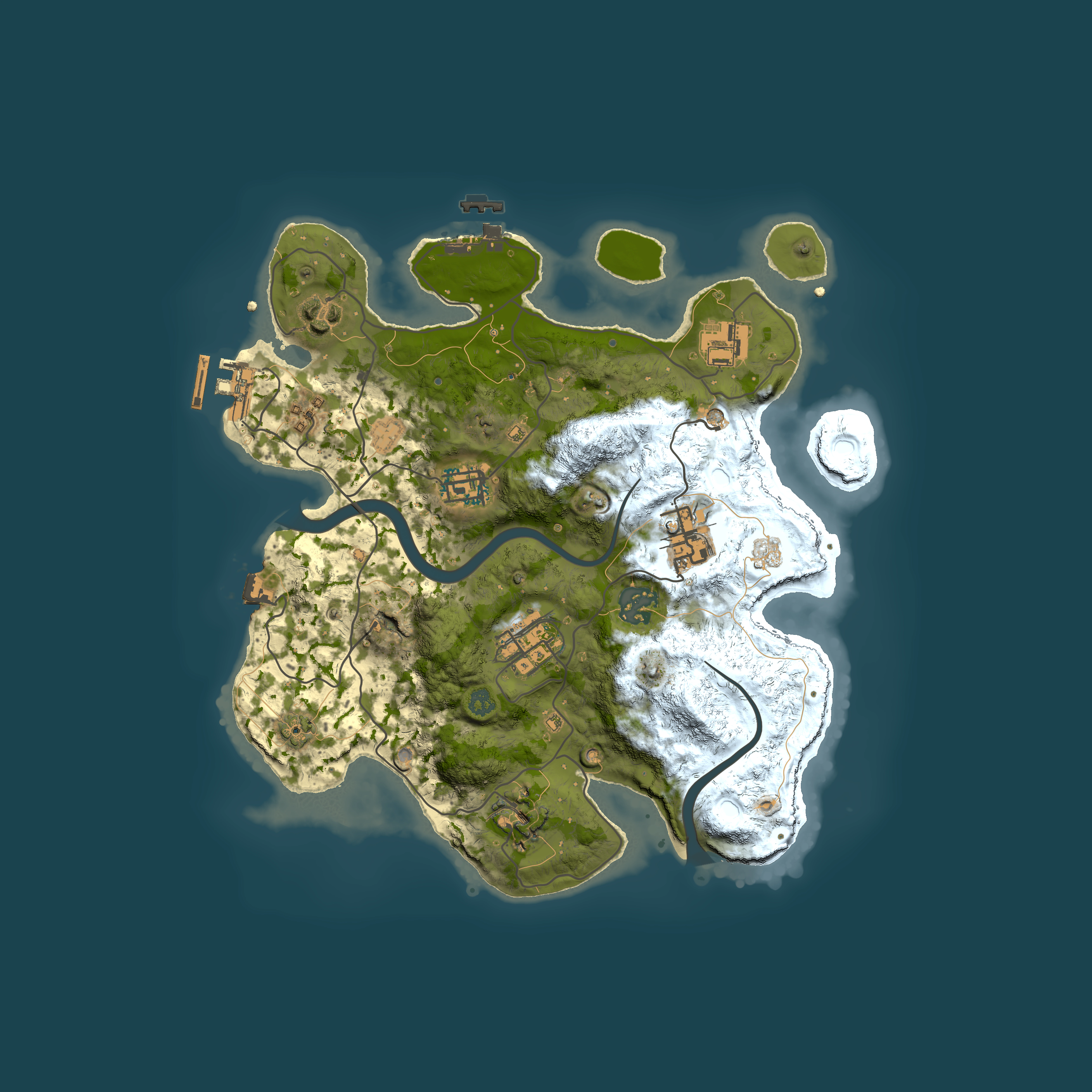 Full top-down render of Rust map seed 1055665932, 3000x3000m