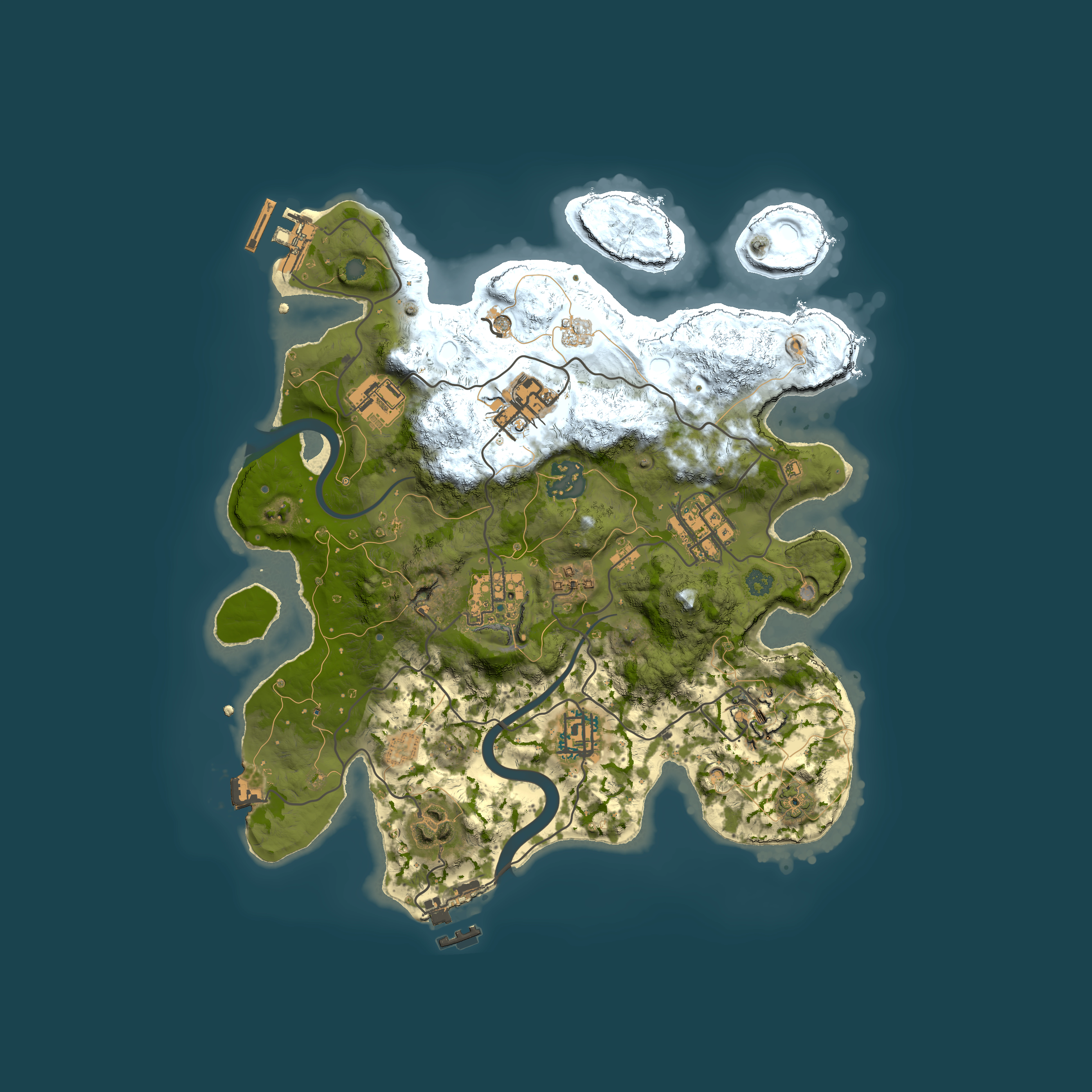 Full top-down render of Rust map seed 1577870565, 3000x3000m