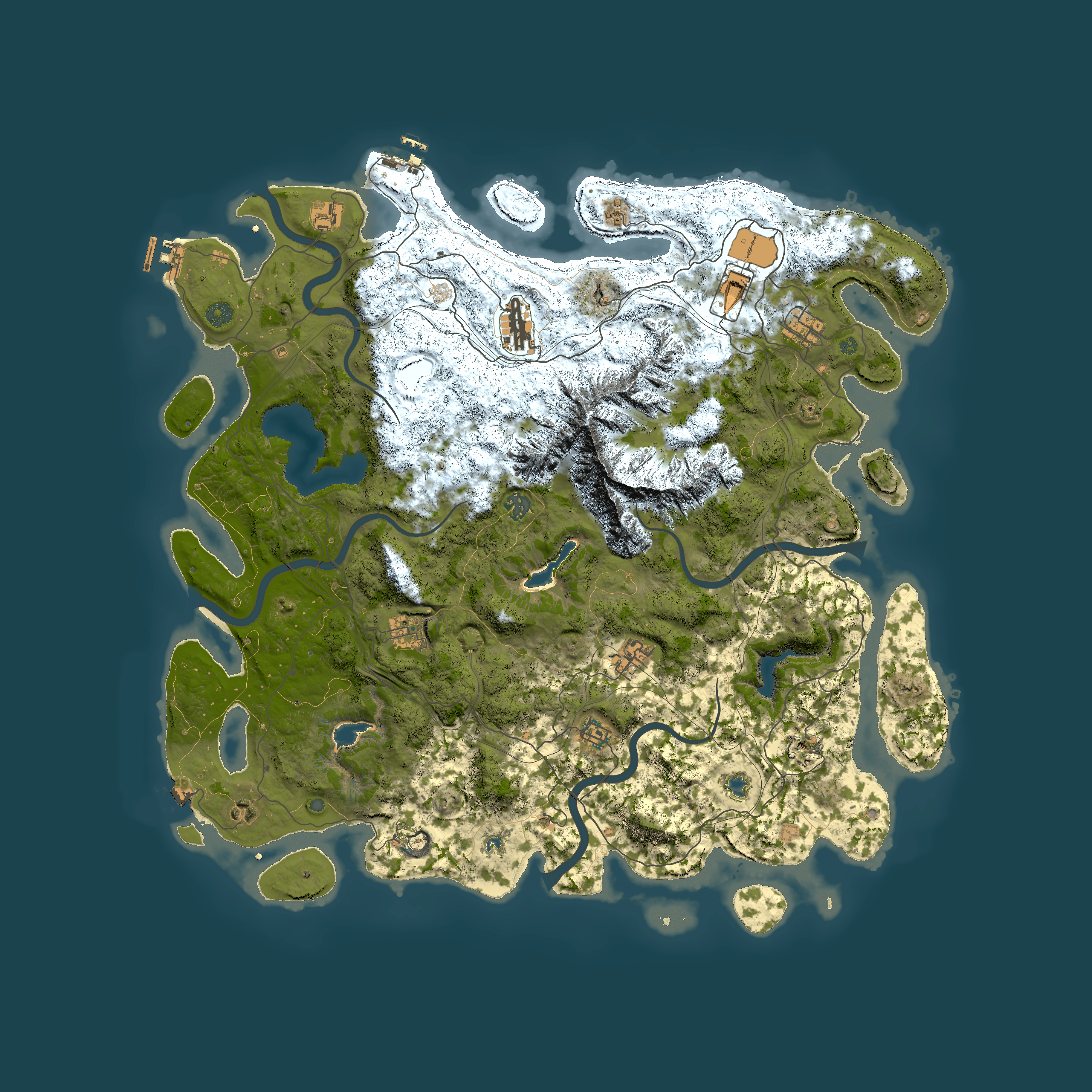 Full top-down render of Rust map seed 246607547, 5000x5000m