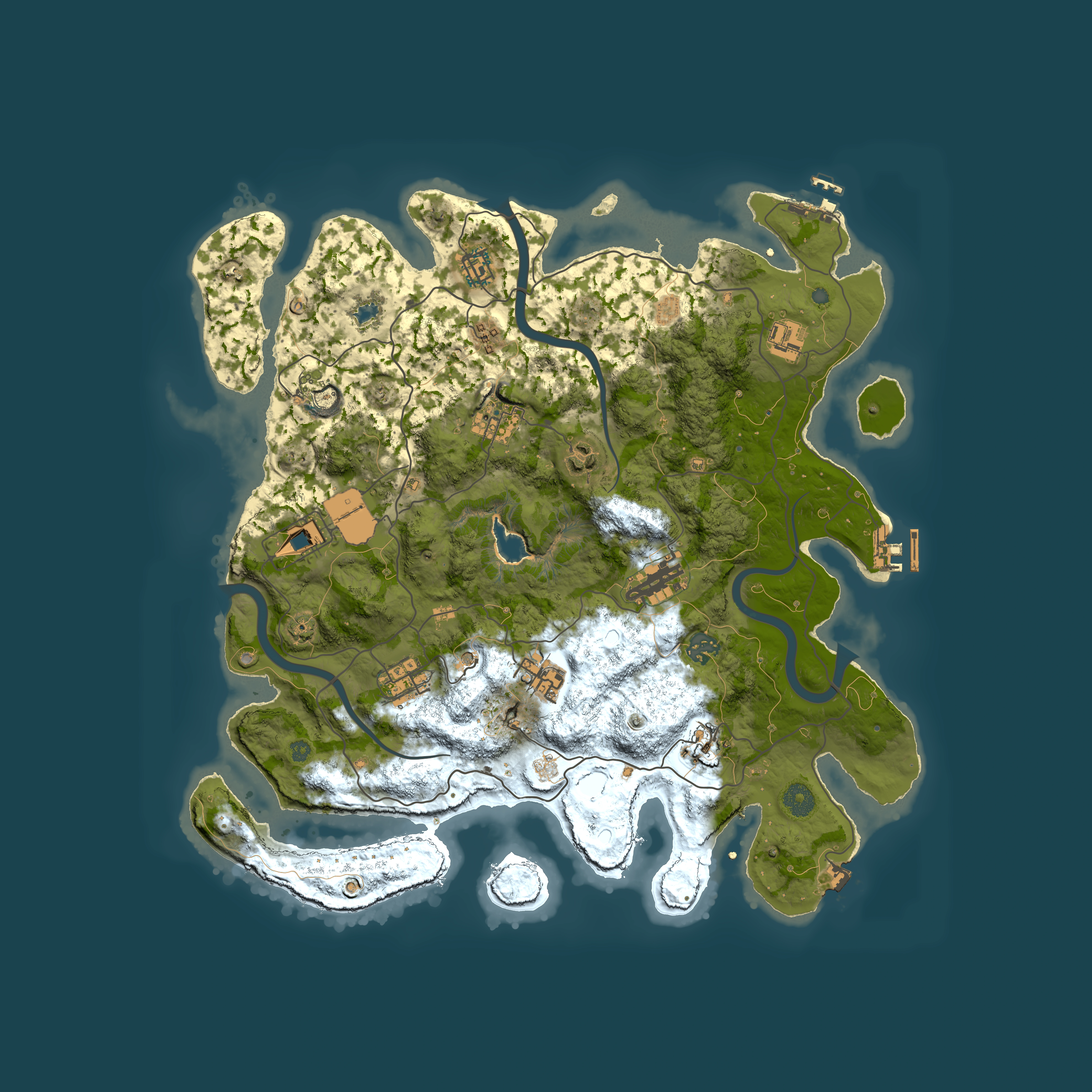 Full top-down render of Rust map seed 964195659, 4000x4000m