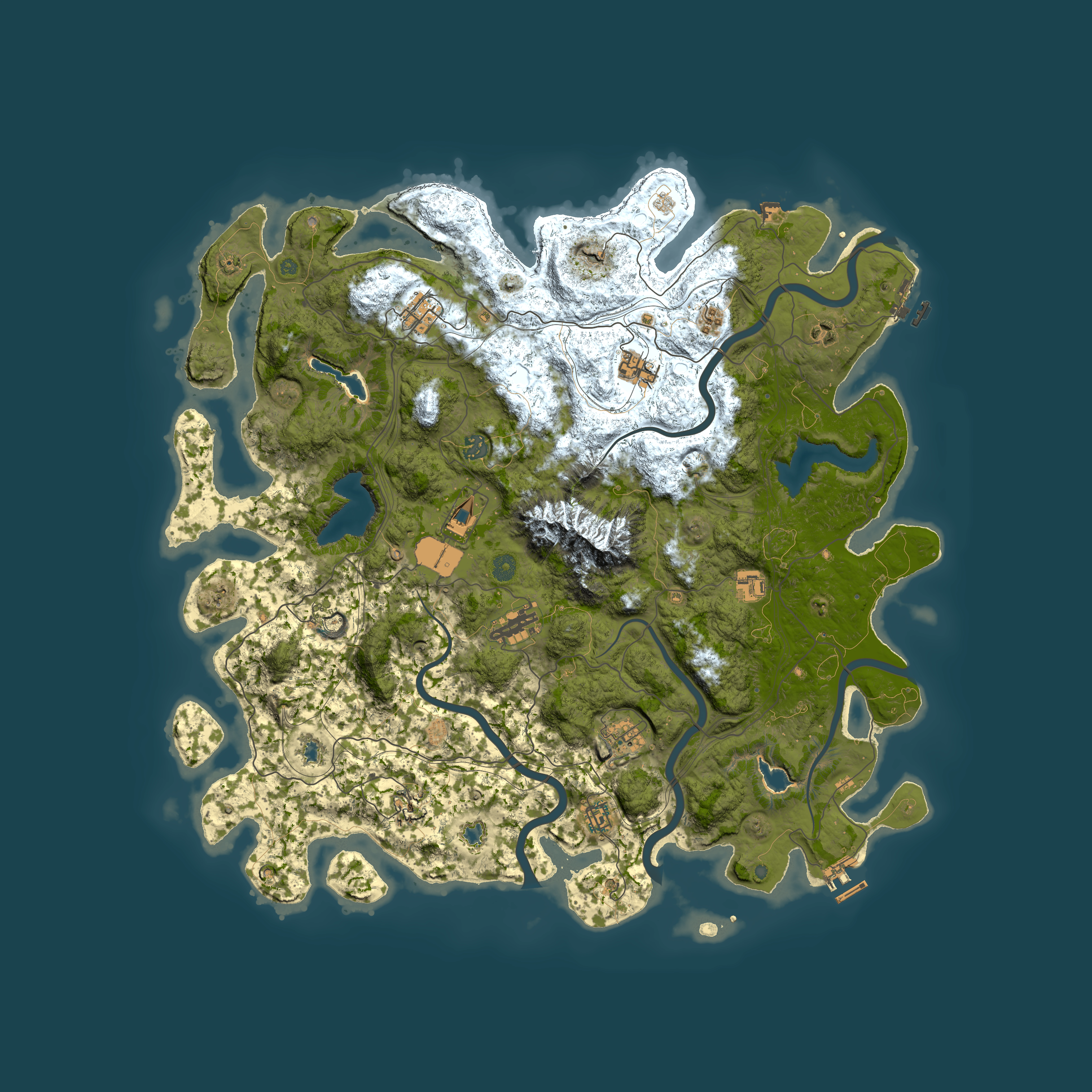 Full top-down render of Rust map seed 1575525142, 5000x5000m